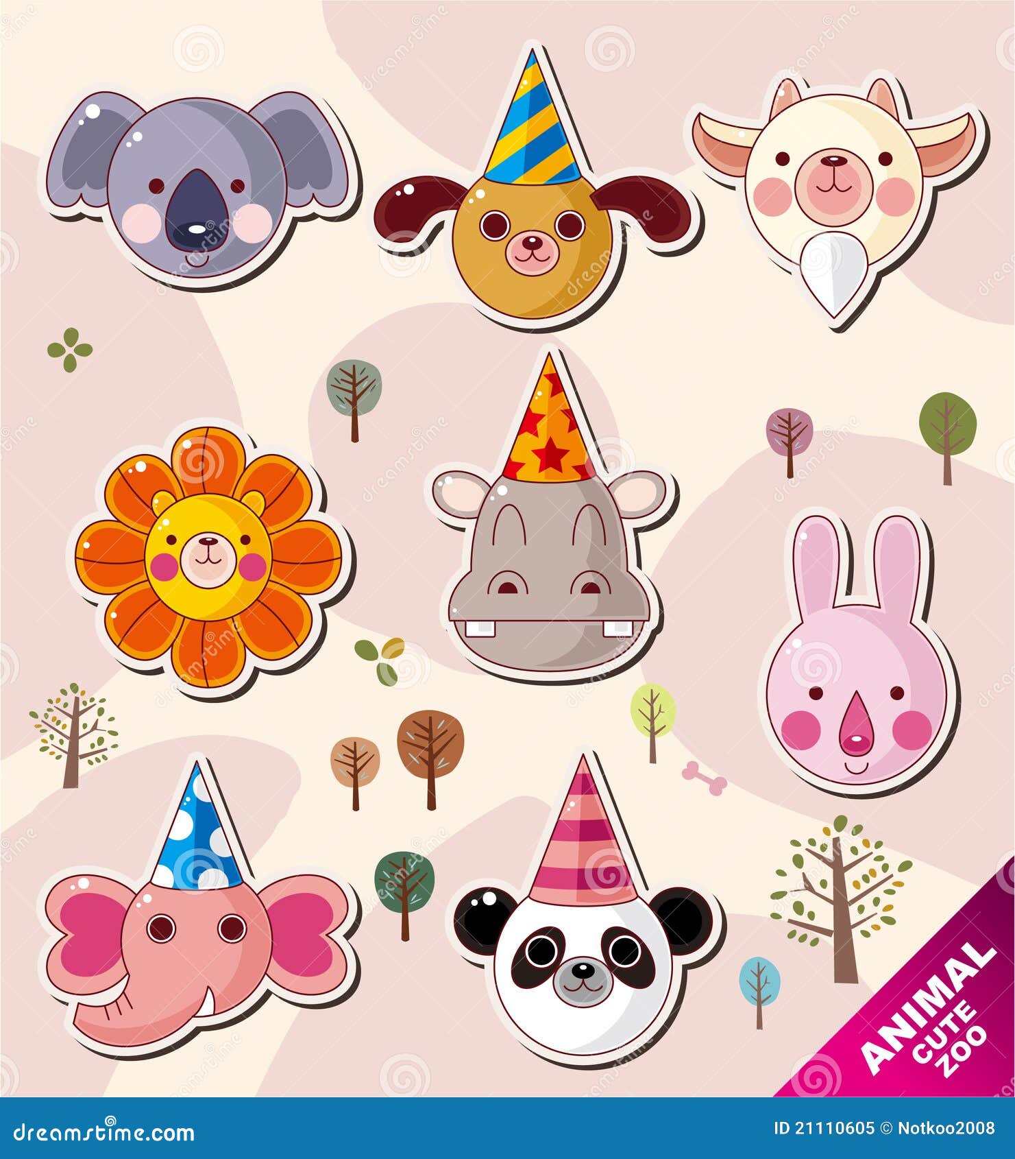 Cartoon animal icons stock vector. Illustration of character - 21110605