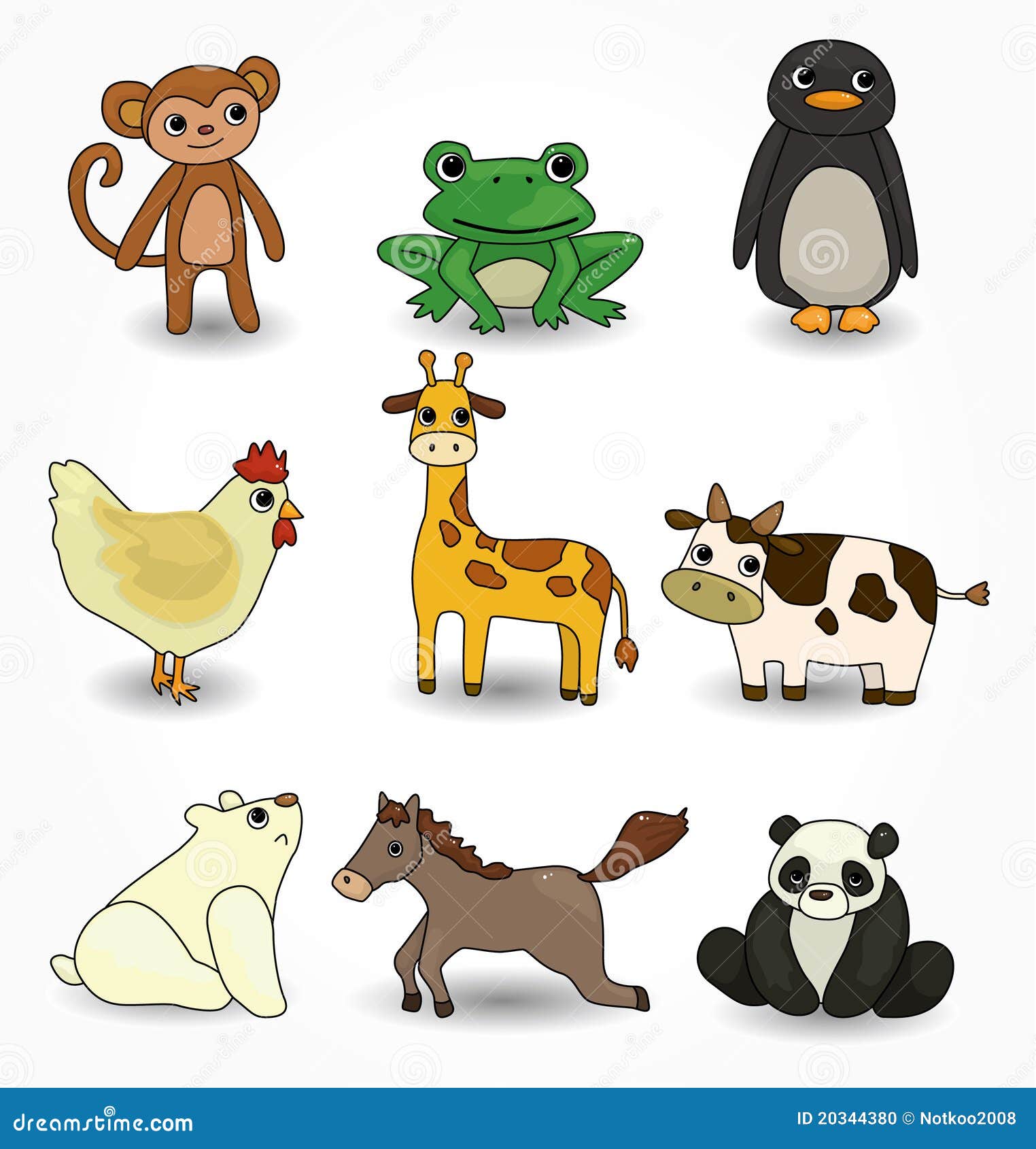 Cartoon animal icons set stock vector. Illustration of isolated - 20344380