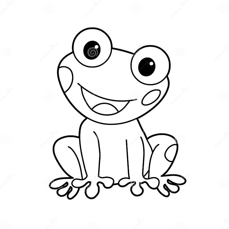 Cartoon Animal Illustration Vector Frog Black Outline Stock