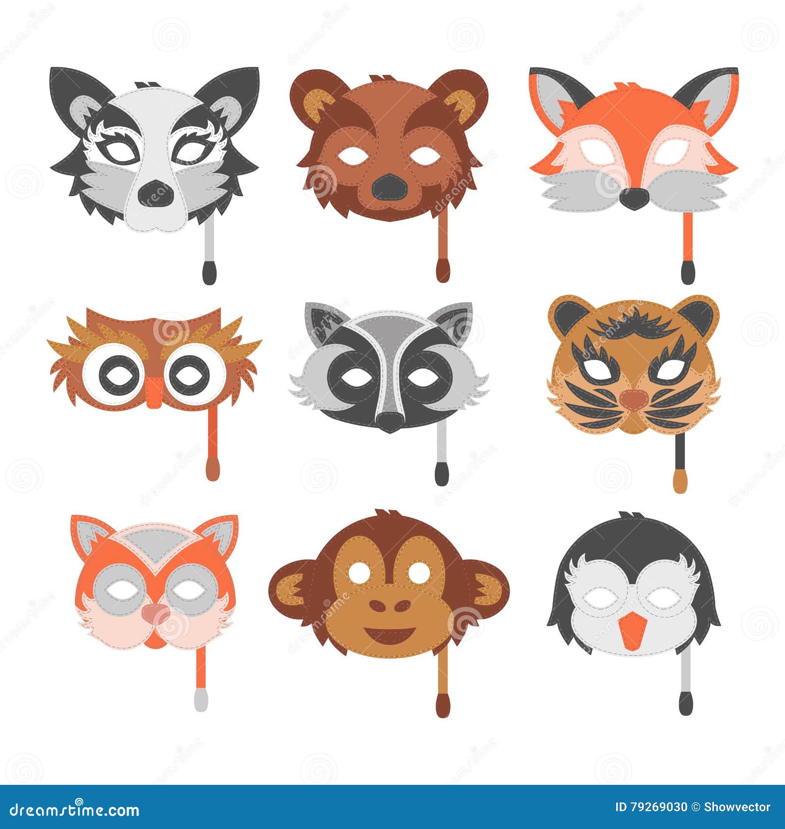 Cartoon Animal Party Mask Vector. Stock Vector - Illustration of head,  gift: 79269030