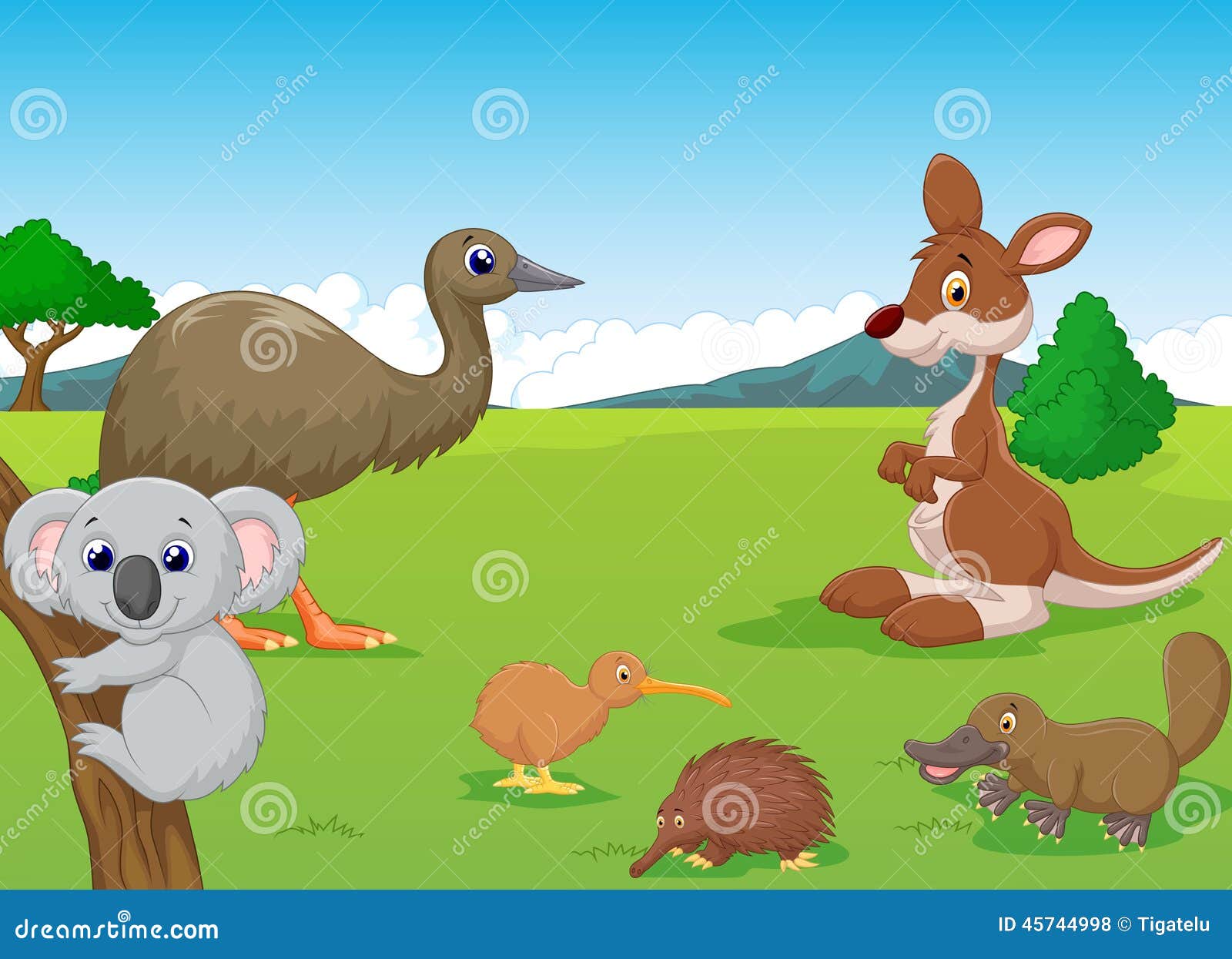 Cute Cartoon Australian Animals