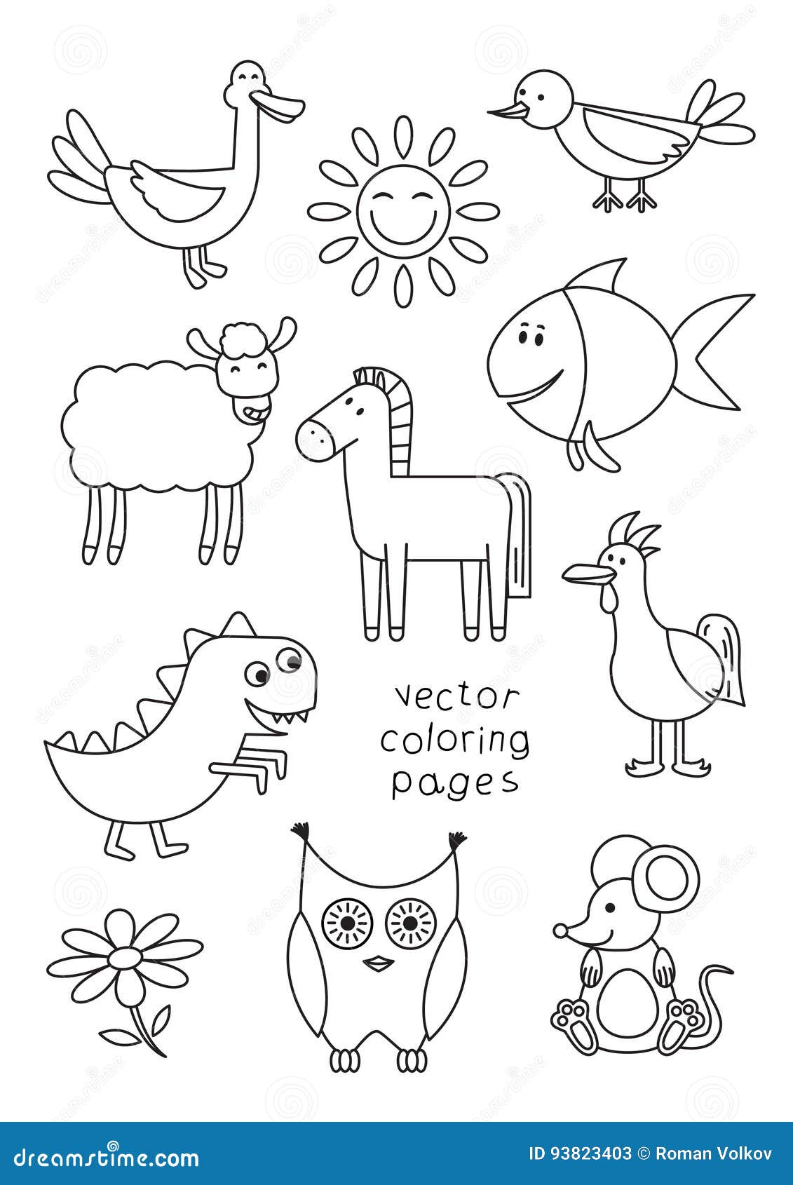 Download Cartoon Animals Coloring Book Stock Vector Illustration Of Book Outline 93823403