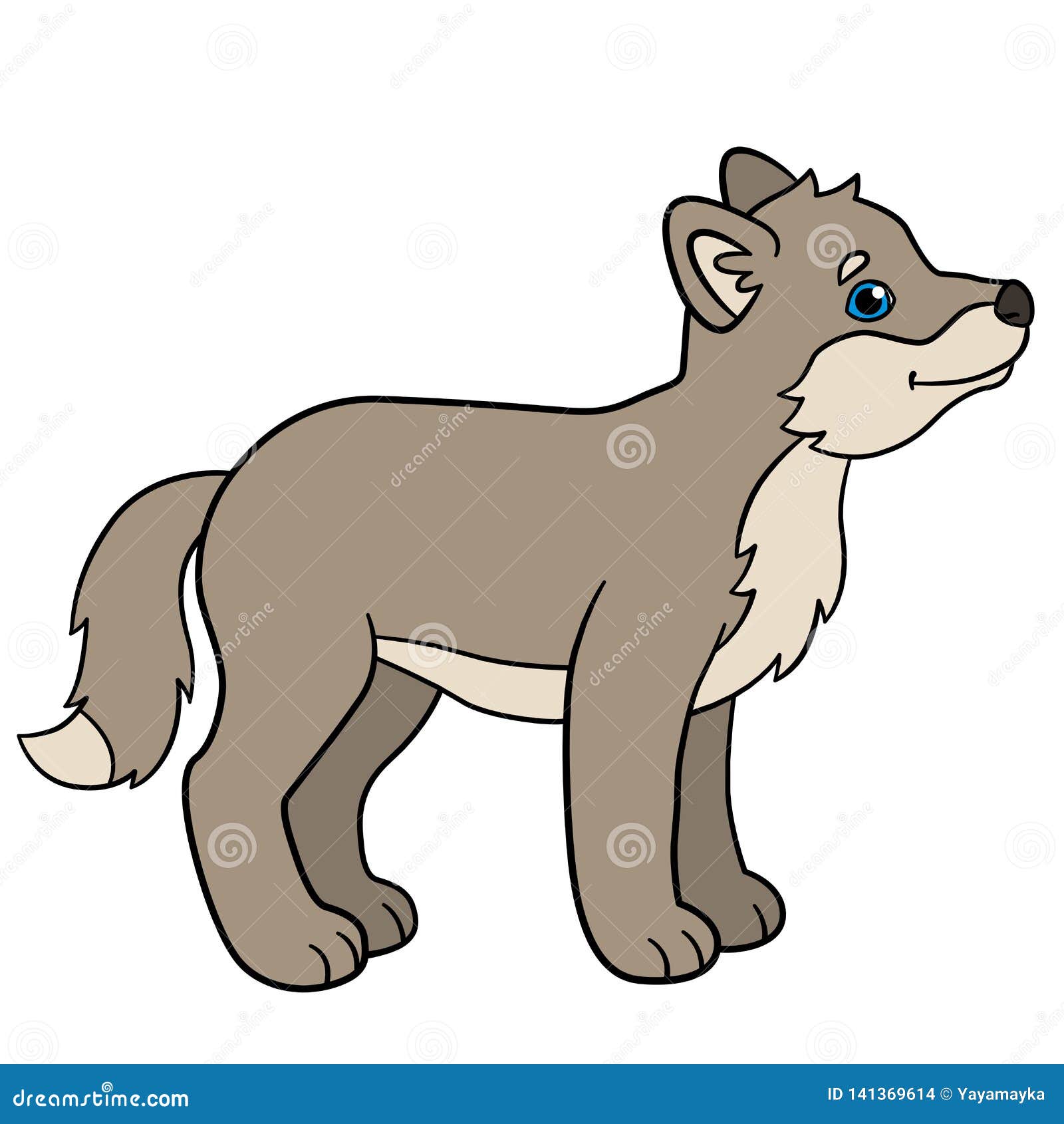 Cartoon Animals. Little Cute Baby Wolf Smiles Stock Vector - Illustration  of amusing, offspring: 141369614