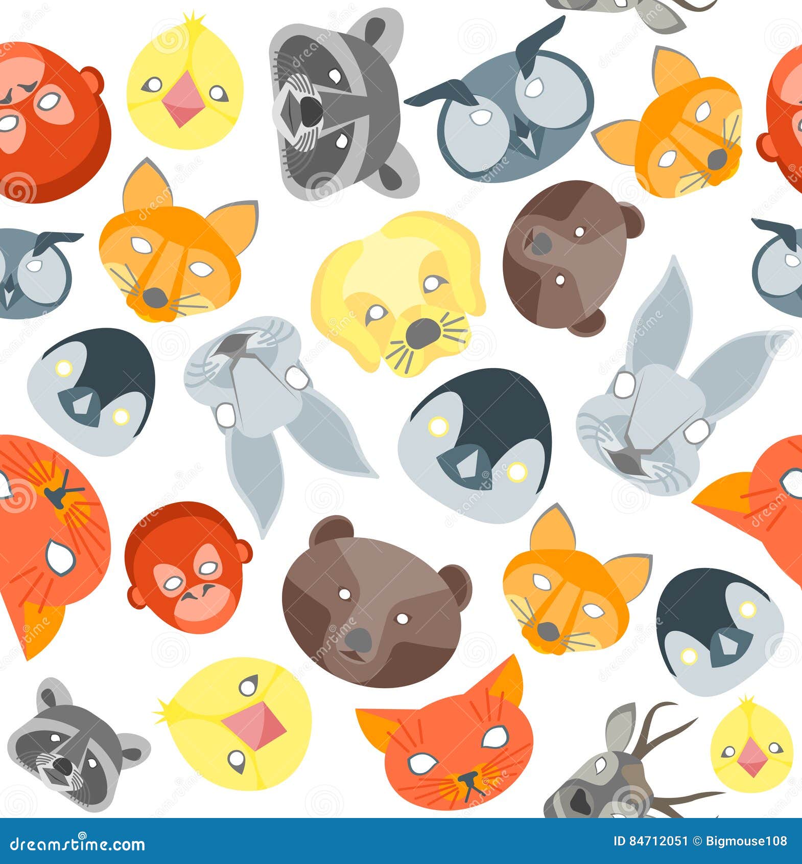 cartoon animals party mask background pattern. 