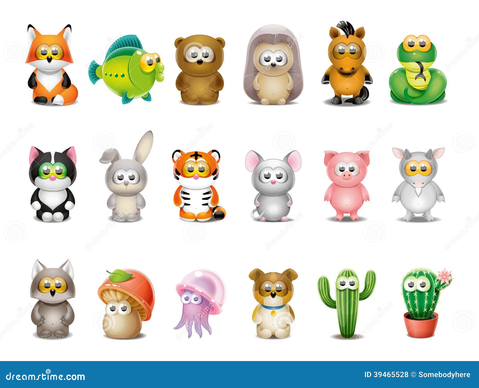 Cartoon animals set stock vector. Illustration of funny - 39465528