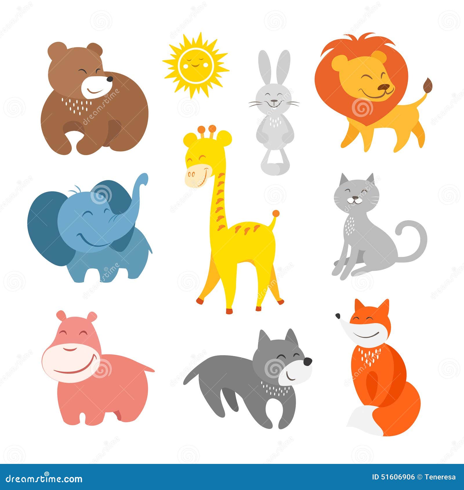 Cartoon animals zoo stock vector. Illustration of lion - 51606906