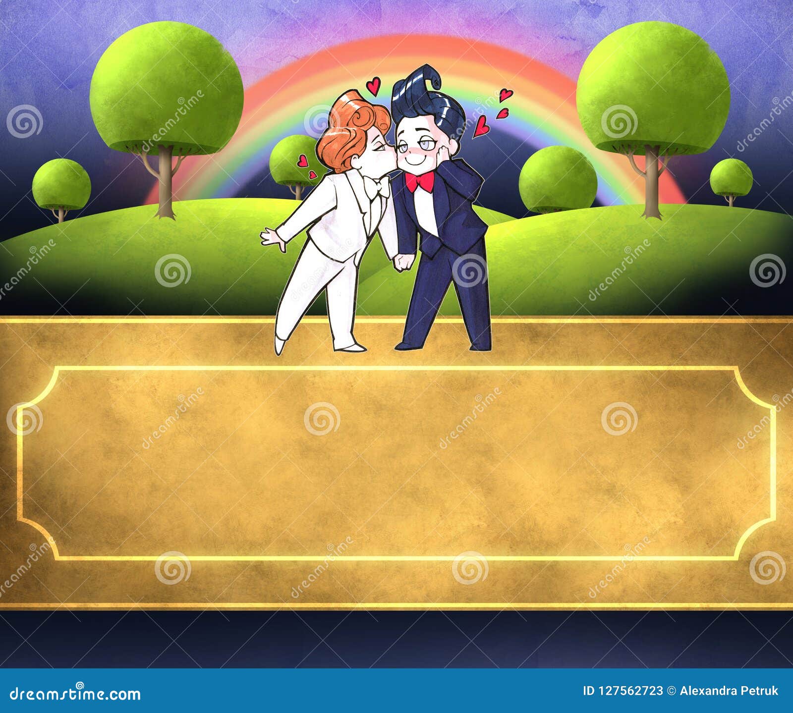 Cartoon Anime Illustration of Two Happy Handsome Men, Just Married Stock  Vector - Illustration of kawaii, human: 125134889