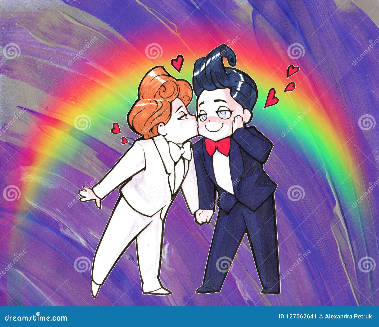 Cartoon Anime Illustration. Two Happy Handsome Men, Just Married Homosexual  Couple Stock Illustration - Illustration of character, design: 127562641
