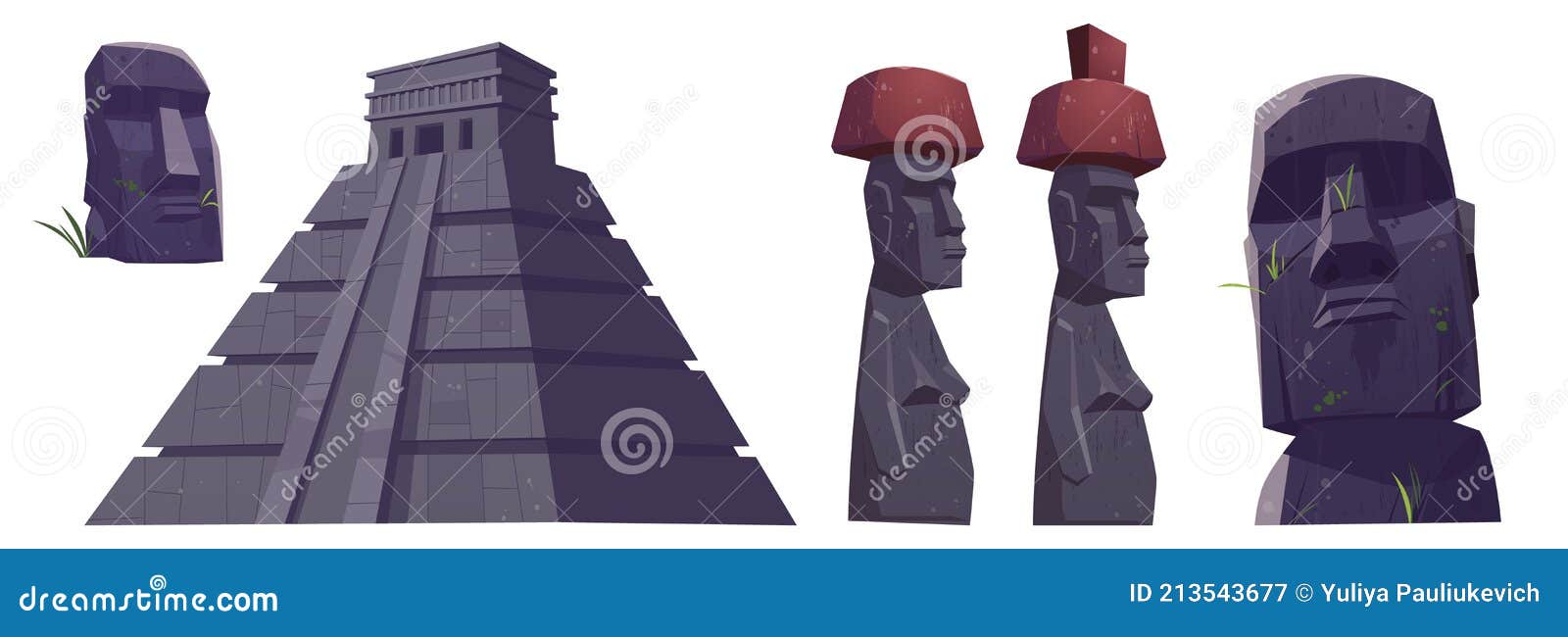 Moai na ilha de páscoa escultura em pedra de desenho vetorial isolado