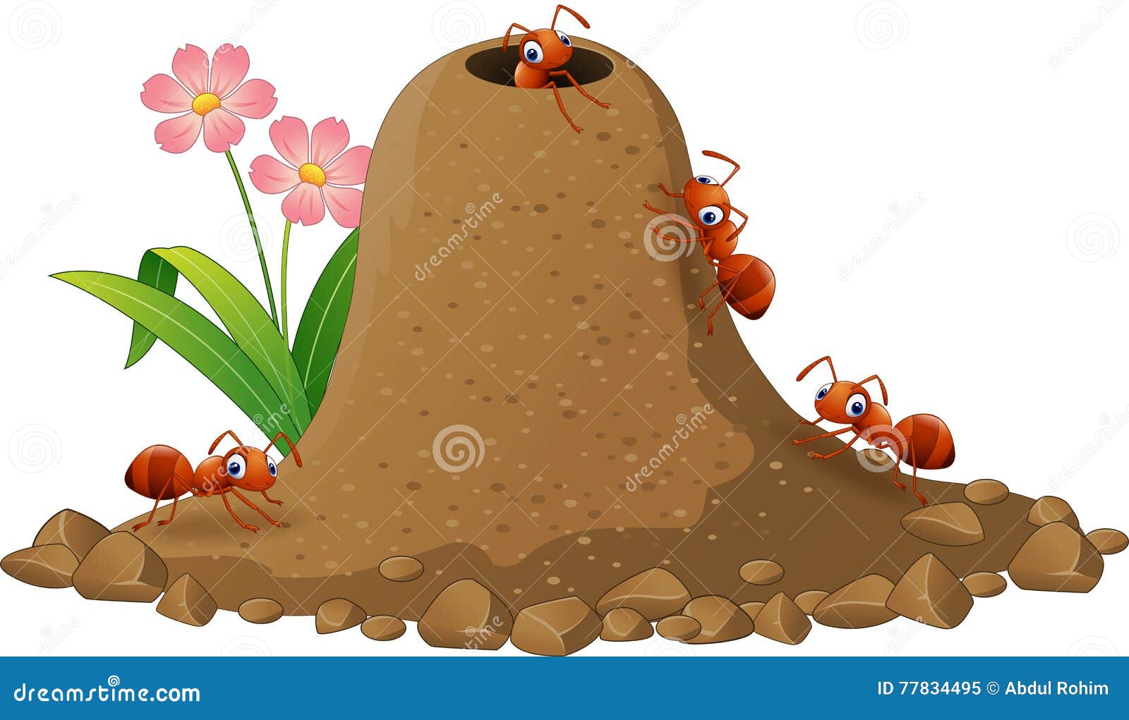 cartoon ants colony and ant hill