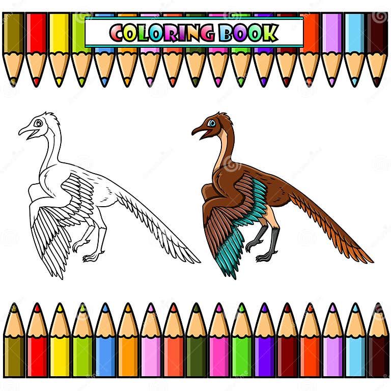 Cartoon Archaeopteryx for Coloring Book Ilustracja Wektor - Ilustracja