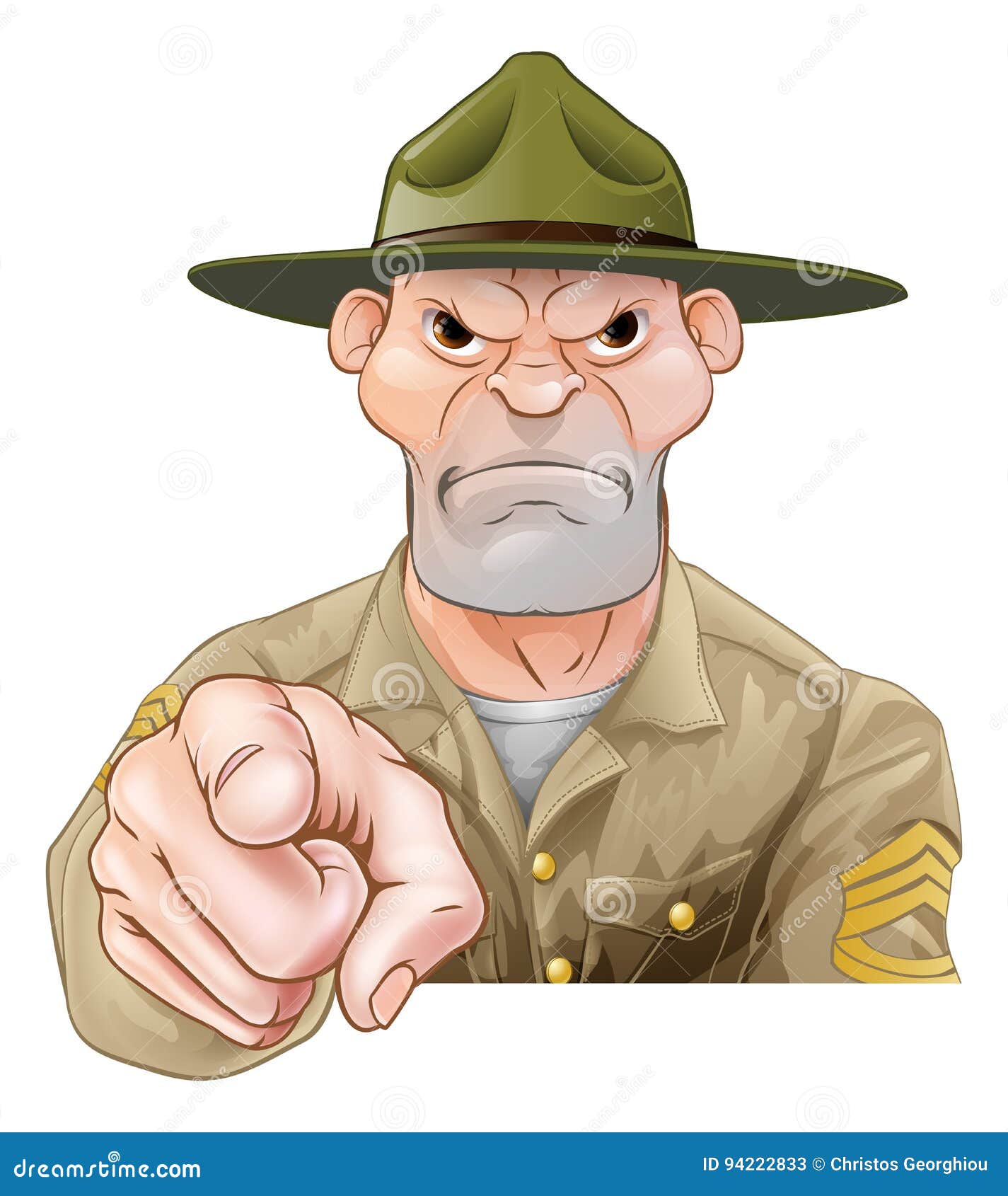 Cartoon Army Drill Sergeant Pointing Stock Vector Illustration of
