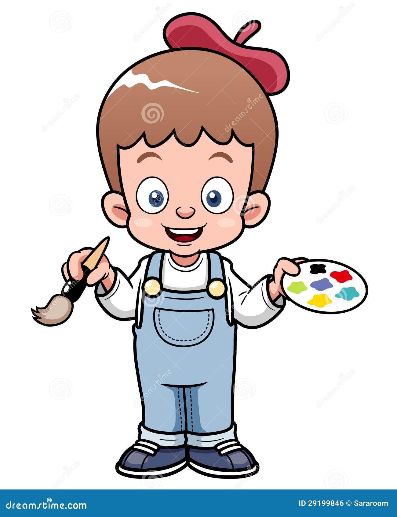 Cartoon Artist With Palette And Brush Vector Illustration