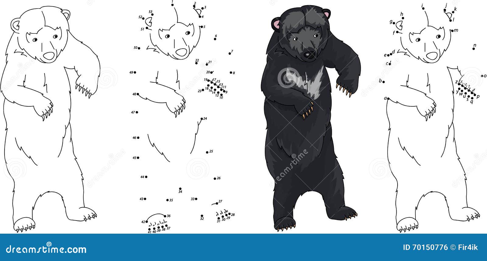 Download Cartoon Asiatic Black Bear. Coloring Book And Dot To Dot ...