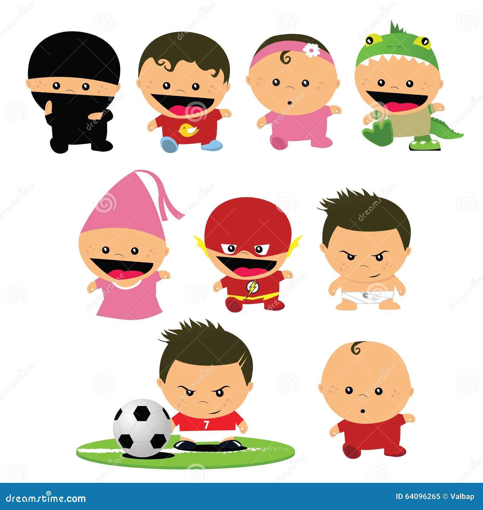 cartoon babies / kids / baby nursery fun playing masked