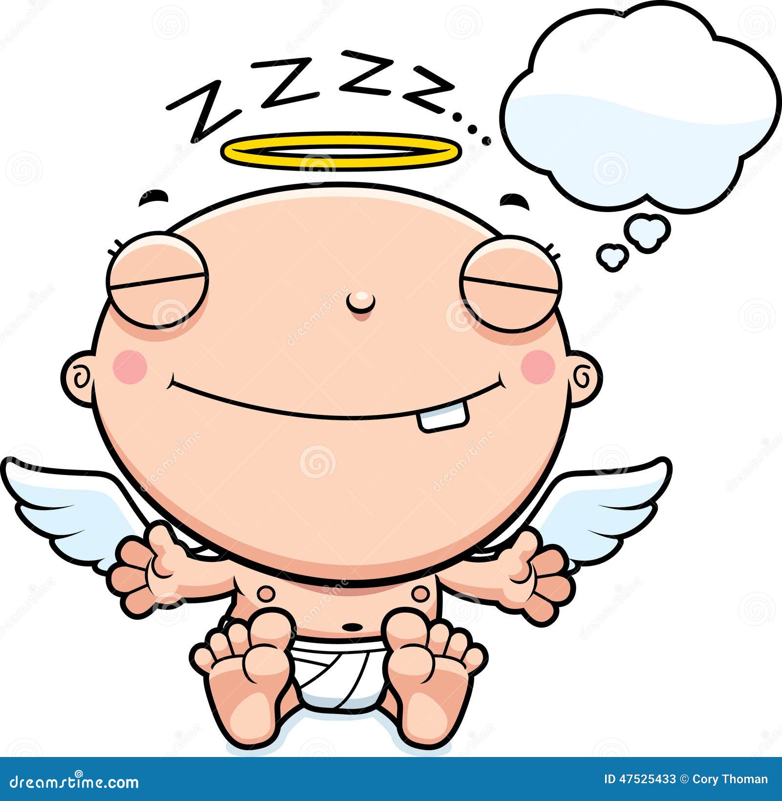 Cartoon Baby Angel Dreaming Stock Vector - Illustration of ...