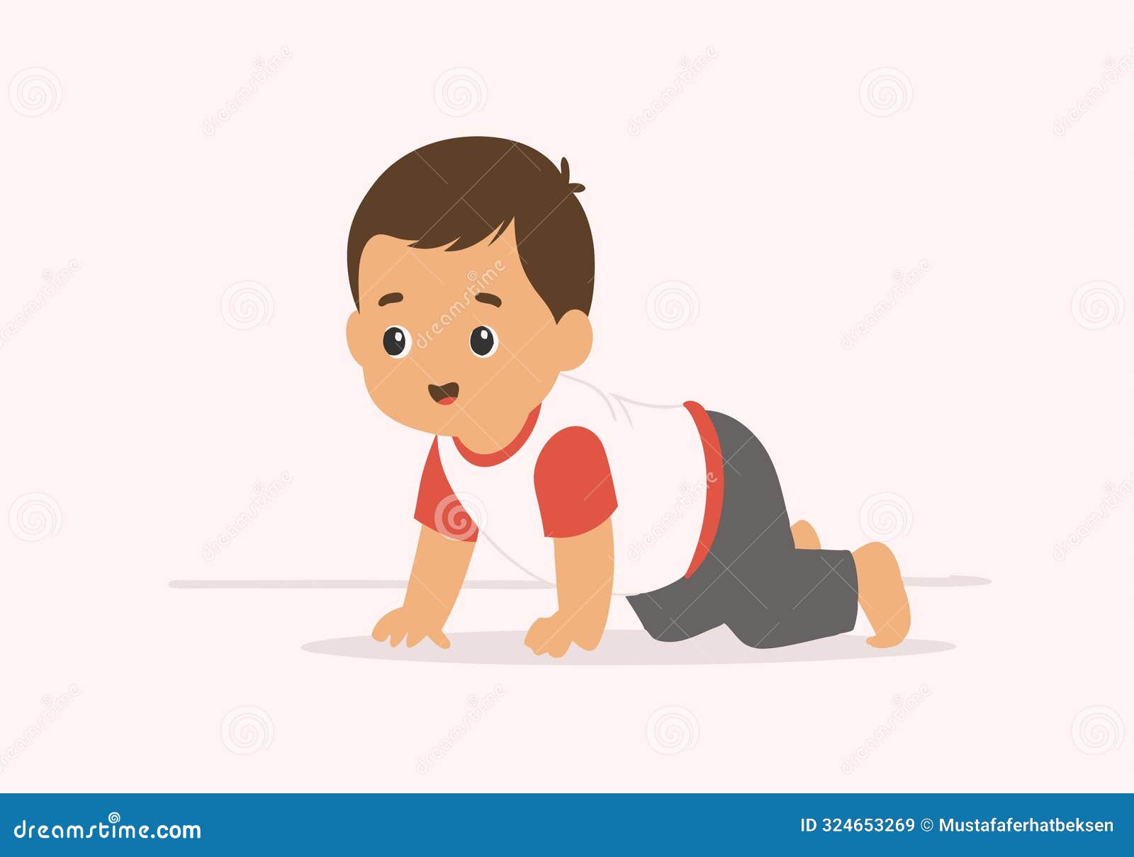 A Cartoon Baby is Crawling on the Floor Stock Illustration