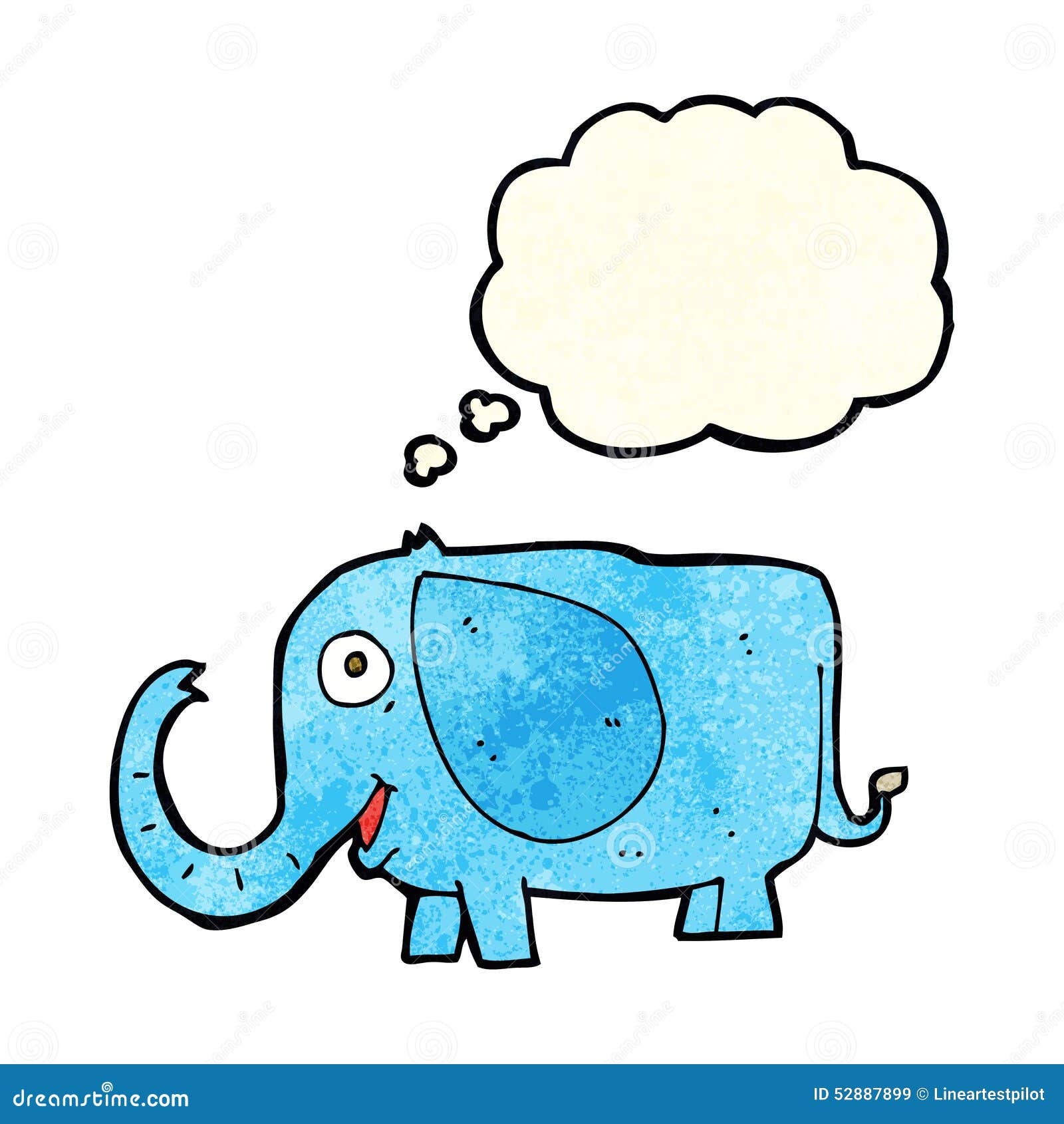 Cartoon Baby Elephant with Thought Bubble Stock Illustration