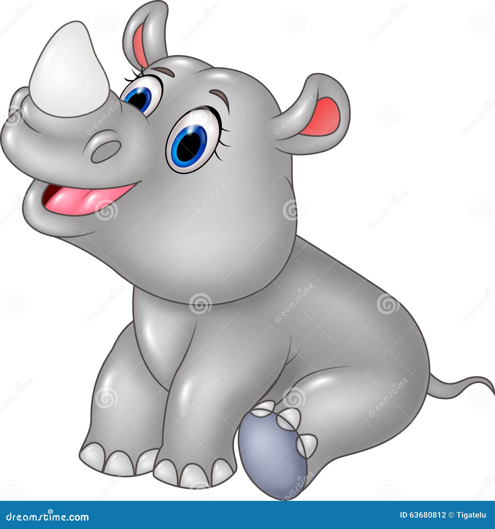 Download Cartoon Baby Rhino Sitting Isolated On White Background ...