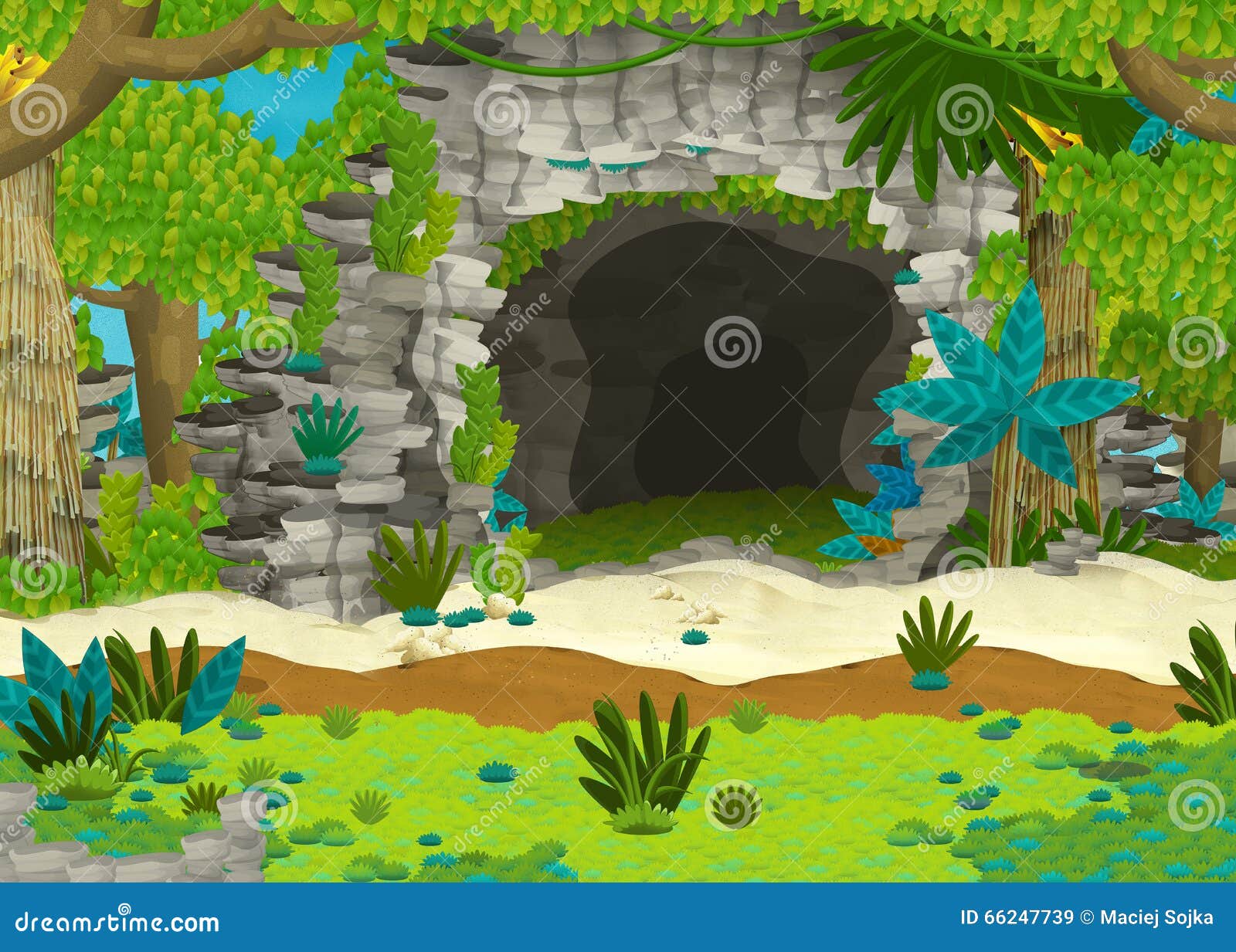 Cartoon Background Cave In The Jungle Stock Illustration Illustration Of Fairy Entrance 66247739