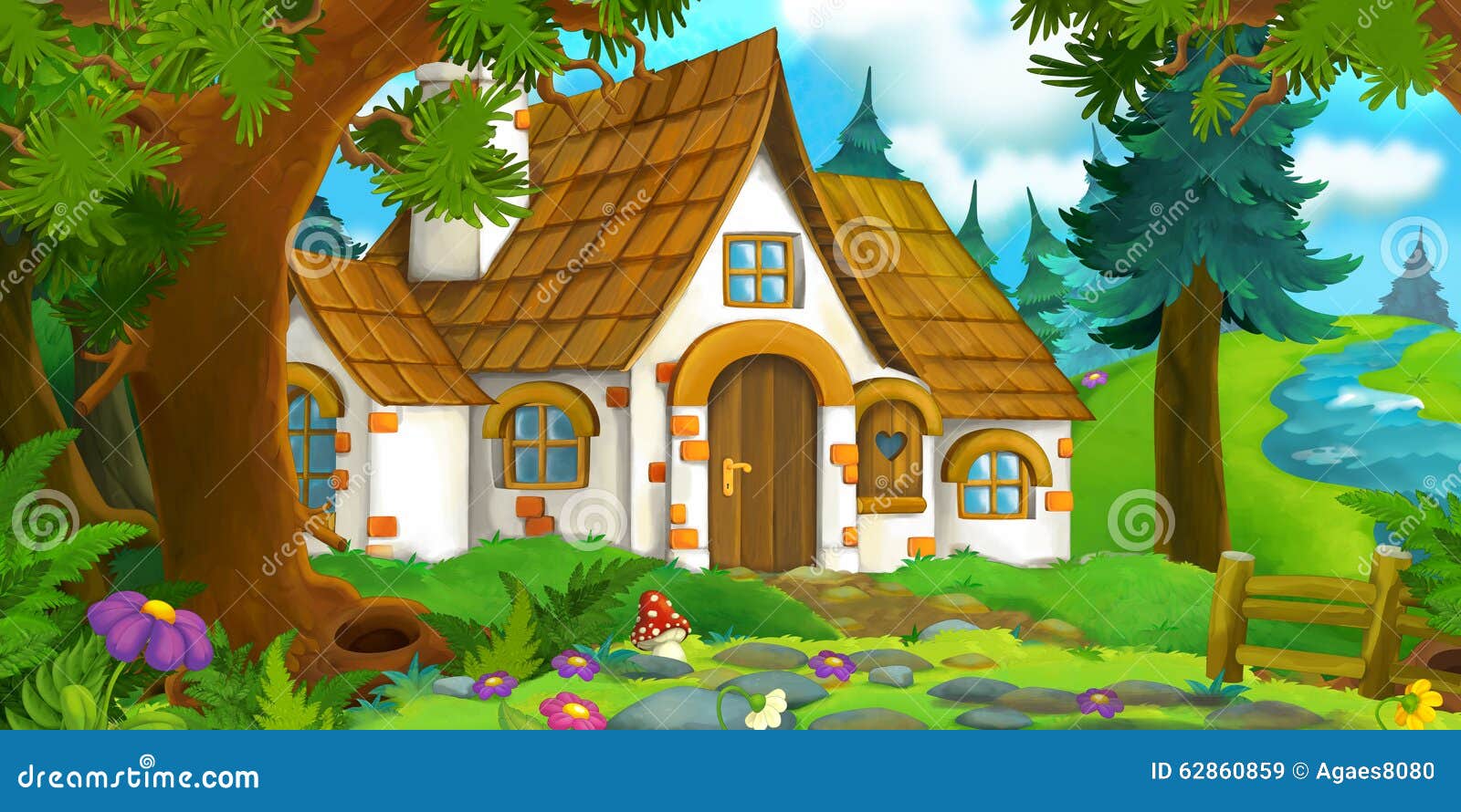 Cartoon Background of an Old House in the Forest Stock Illustration -  Illustration of landscape, kawaii: 62860859