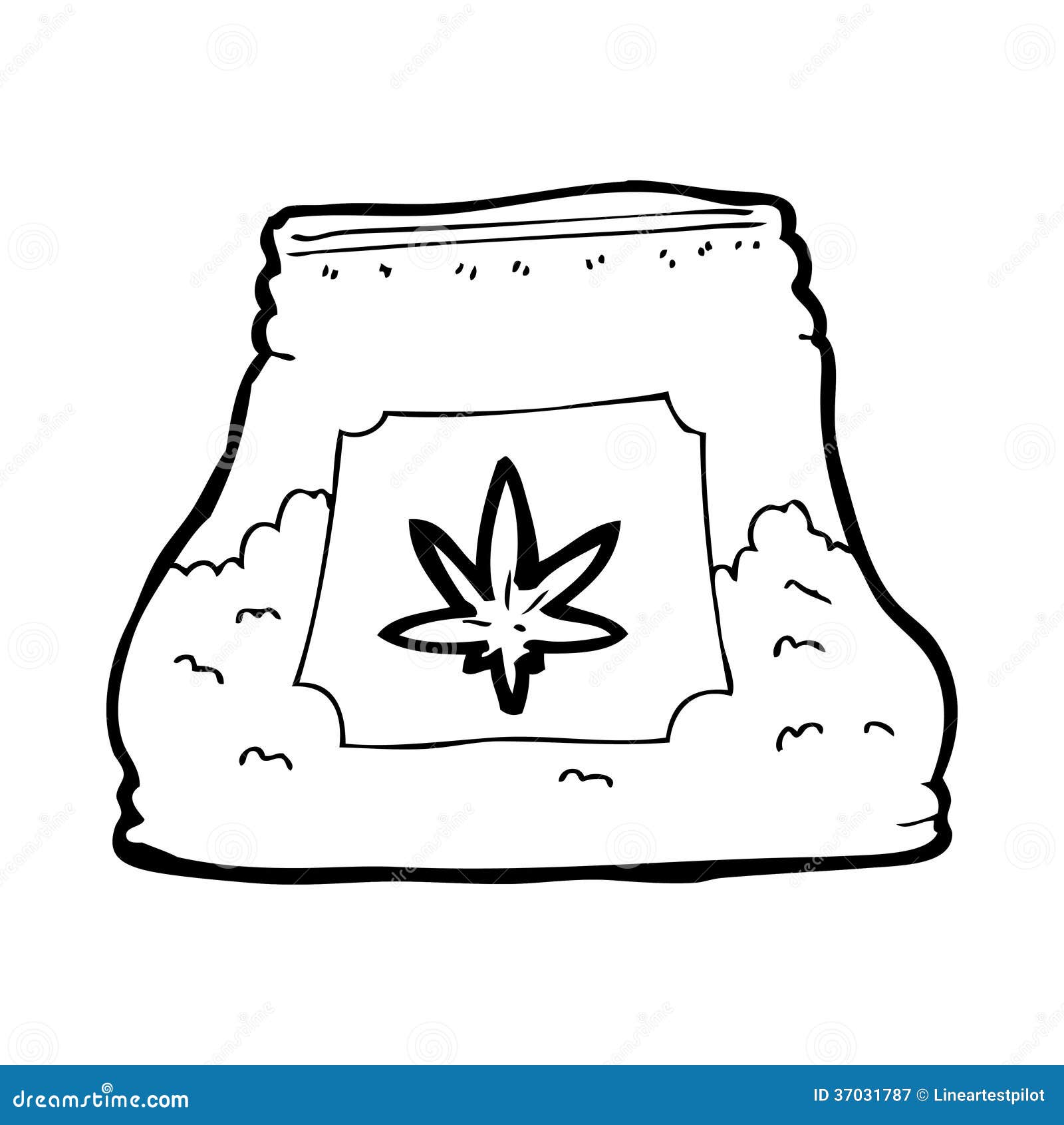 Cartoon bag of weed stock illustration. Illustration of funny - 37031787