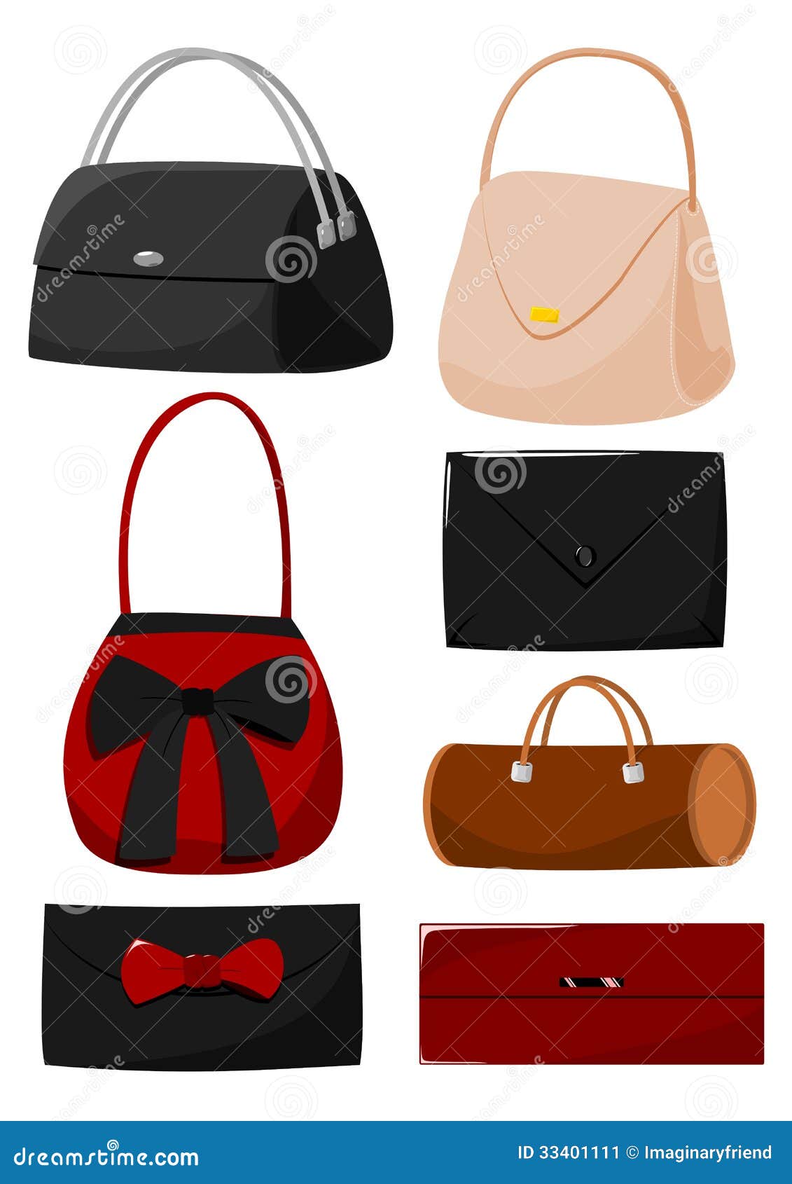 Five Different Styles Of Womens Handbags Stock Illustration - Download  Image Now - Laptop Bag, Buckle, Clutch Bag - iStock