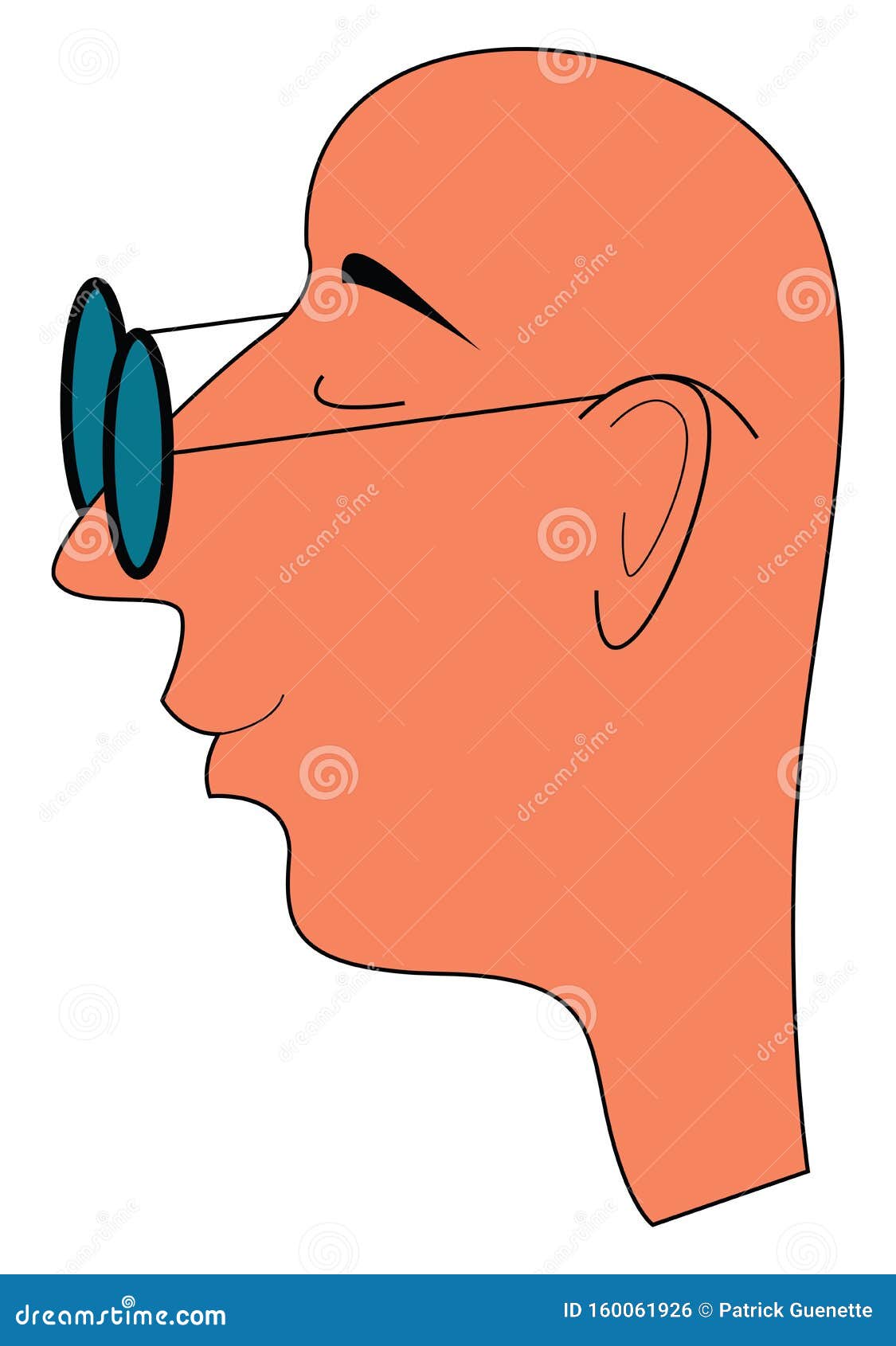 Cartoon Bald Man With Glasses Vector Illustration Stock Vector