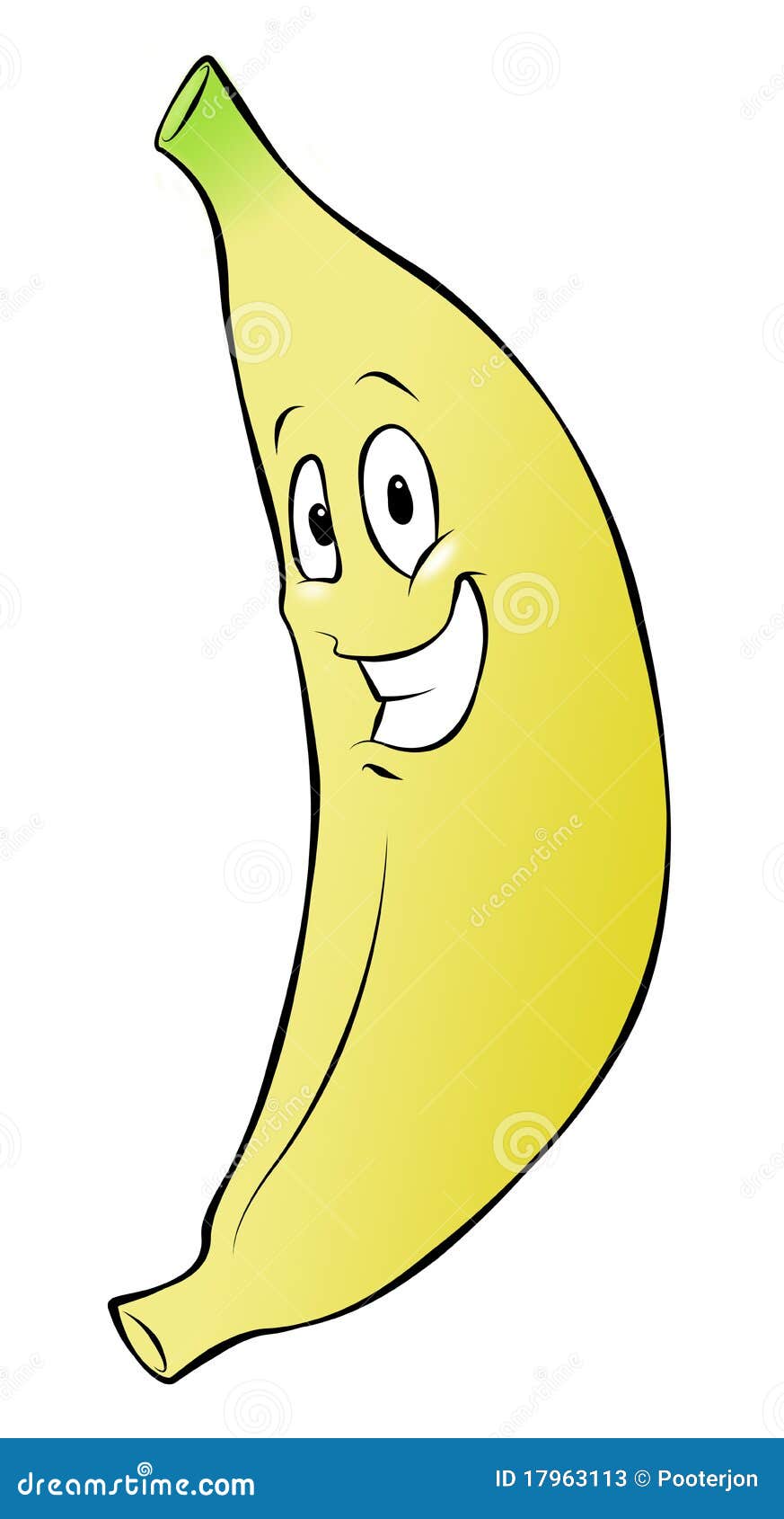 Cartoon Banana With Big Eyes Vector Illustration