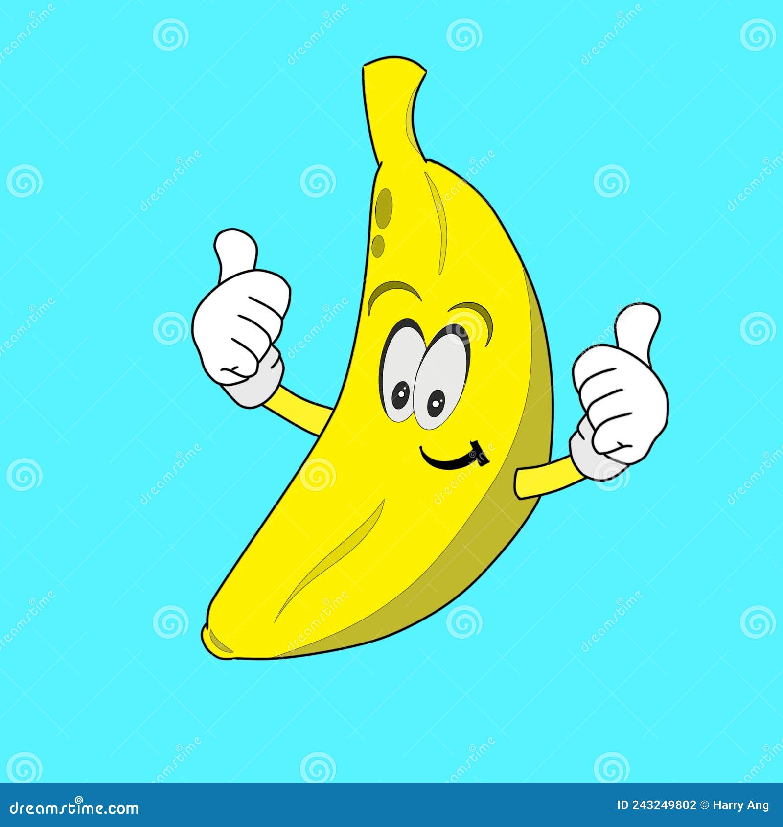 Cartoon Banana Character Giving a Thumbs Up Stock Vector - Illustration of  good, delicious: 268166829