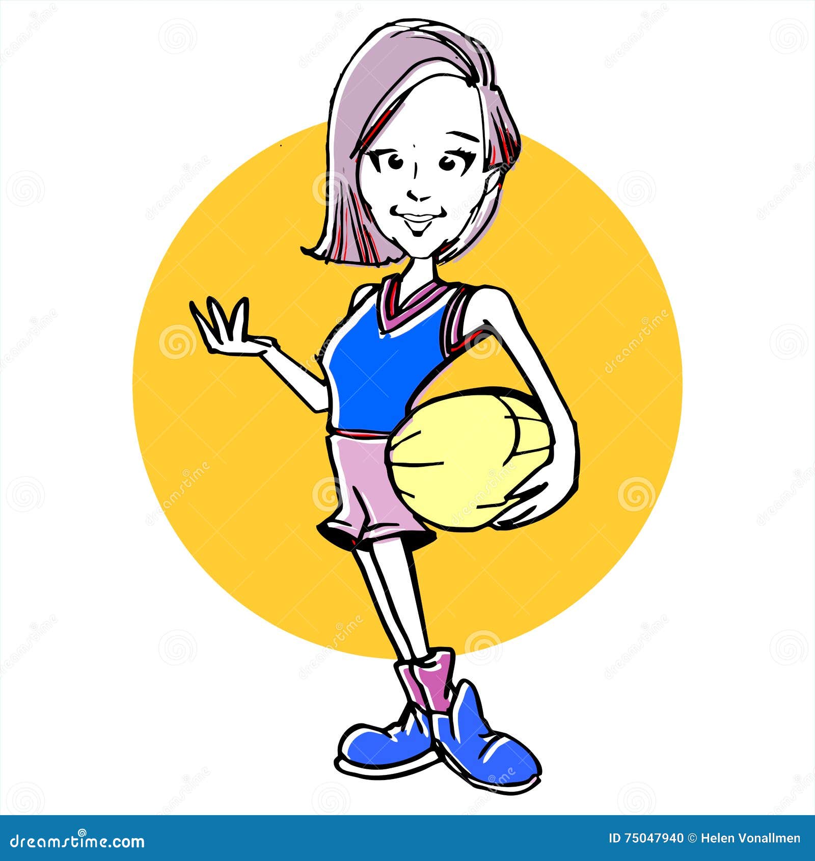 cartoon of basketball girl woman