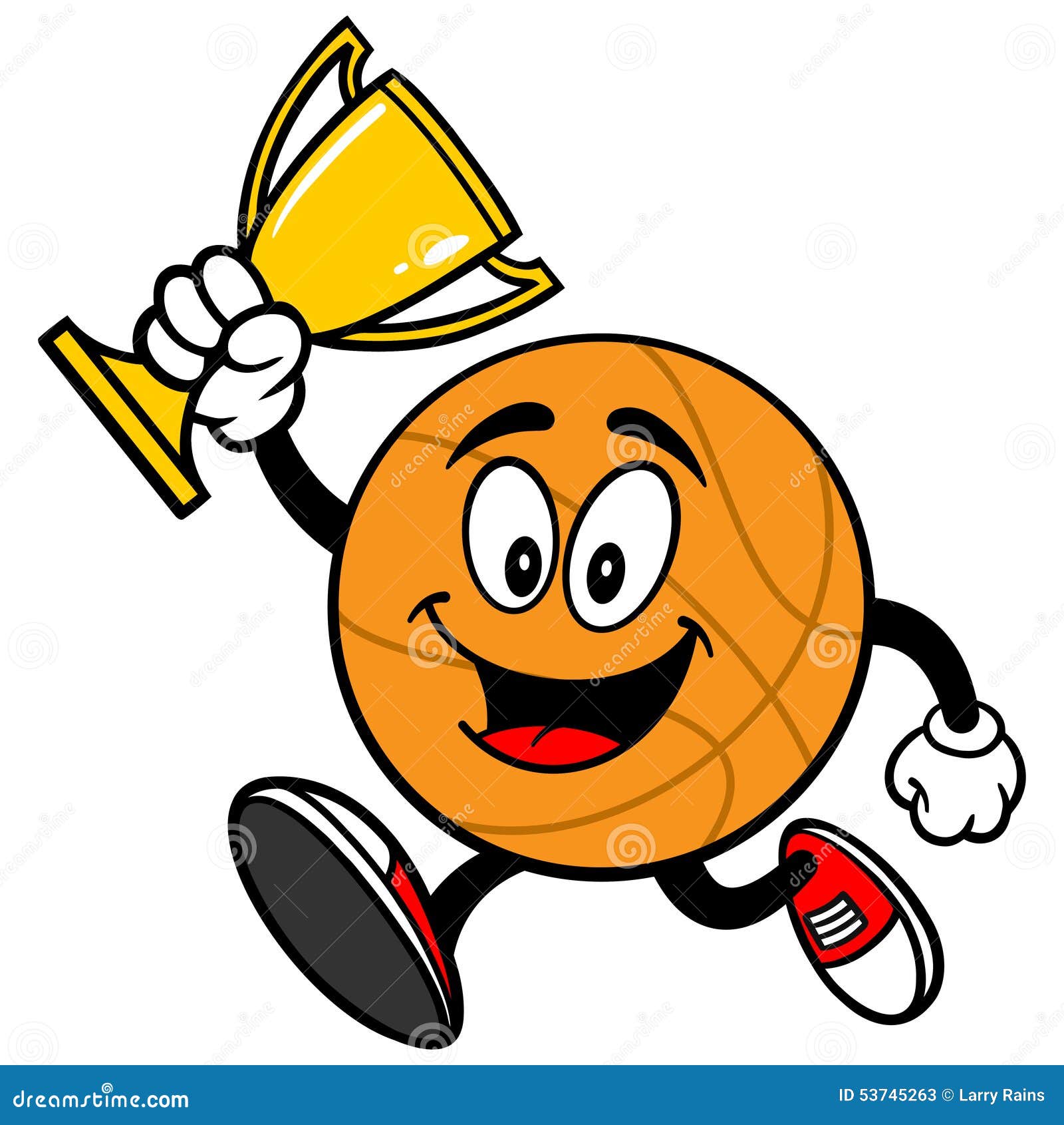 Cartoon Basketball Running with Trophy Stock Vector Illustration of