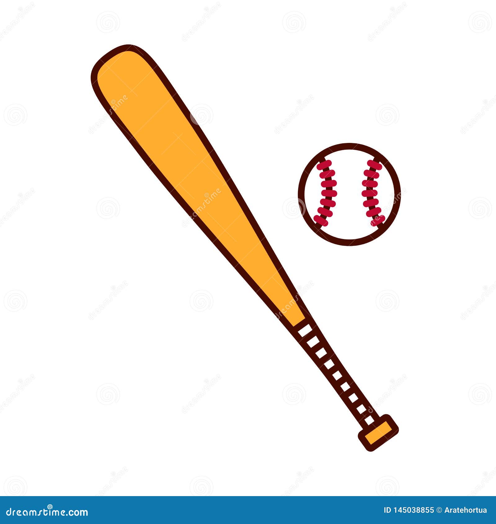 Cartoon Bat and Ball Emoji Icon Isolated Stock Vector Illustration of