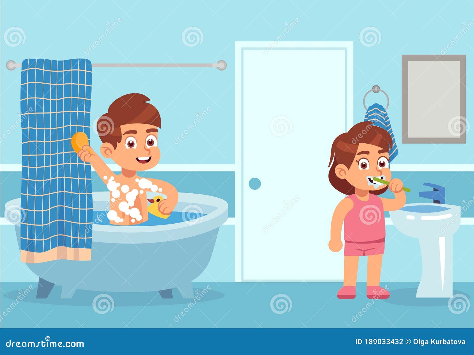 Cartoon Kid In Bath With Bubbles | CartoonDealer.com #22441935