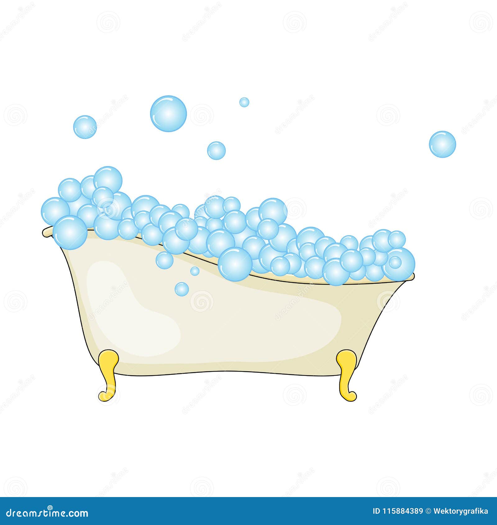 Cartoon Fox In Bathtub Witth Bubbles Isolated On White Background ...