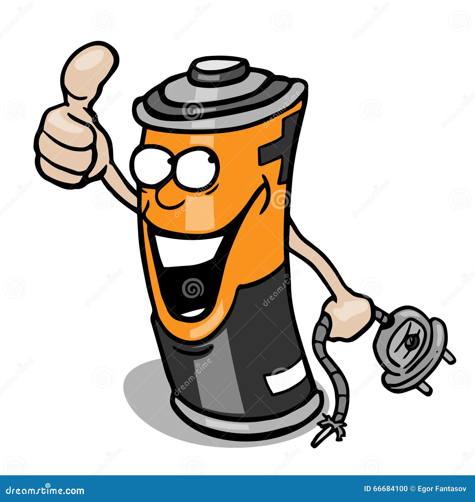Cartoon Car Battery On Wheels Vector Illustration