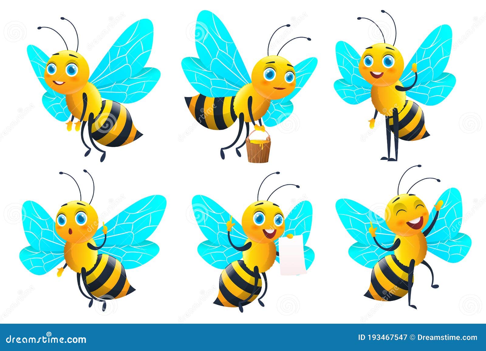 Cartoon Bee Character Set and Bee with Honey Stock Vector - Illustration of cartoon, cute: 193467547 Cartoon Bee Character Set and Bee with Honey Stock Vector - Illustration of cartoon, cute: 193467547