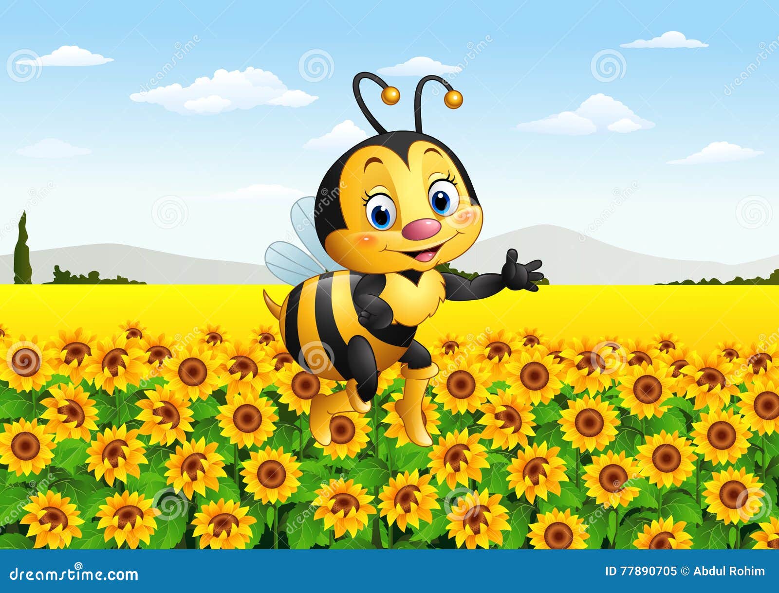 animated bees on flowers