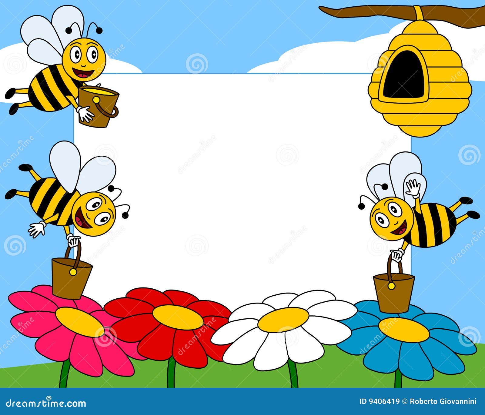  Cartoon  Bees Photo Frame  1 Stock Vector Illustration 