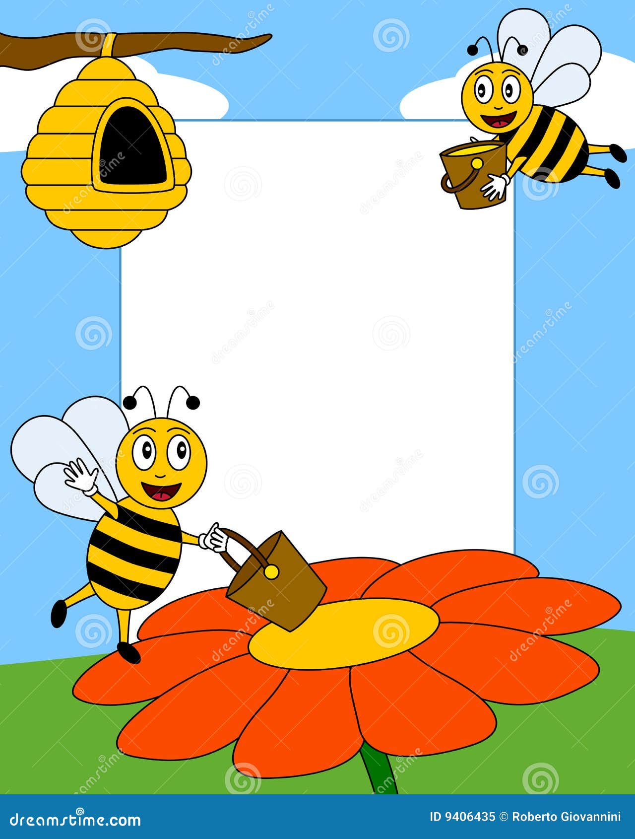 Cartoon  Bees  Photo Frame  2 Stock Vector Illustration 