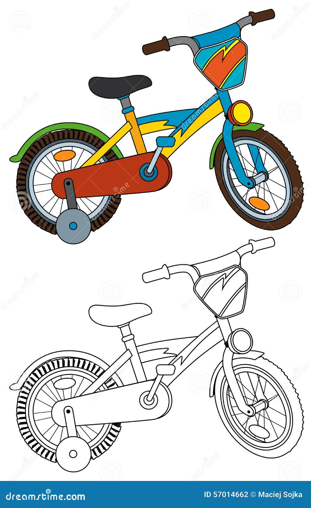 Cartoon Bicycle Coloring Page Stock Illustration Illustration Of Beautiful Children 57014662