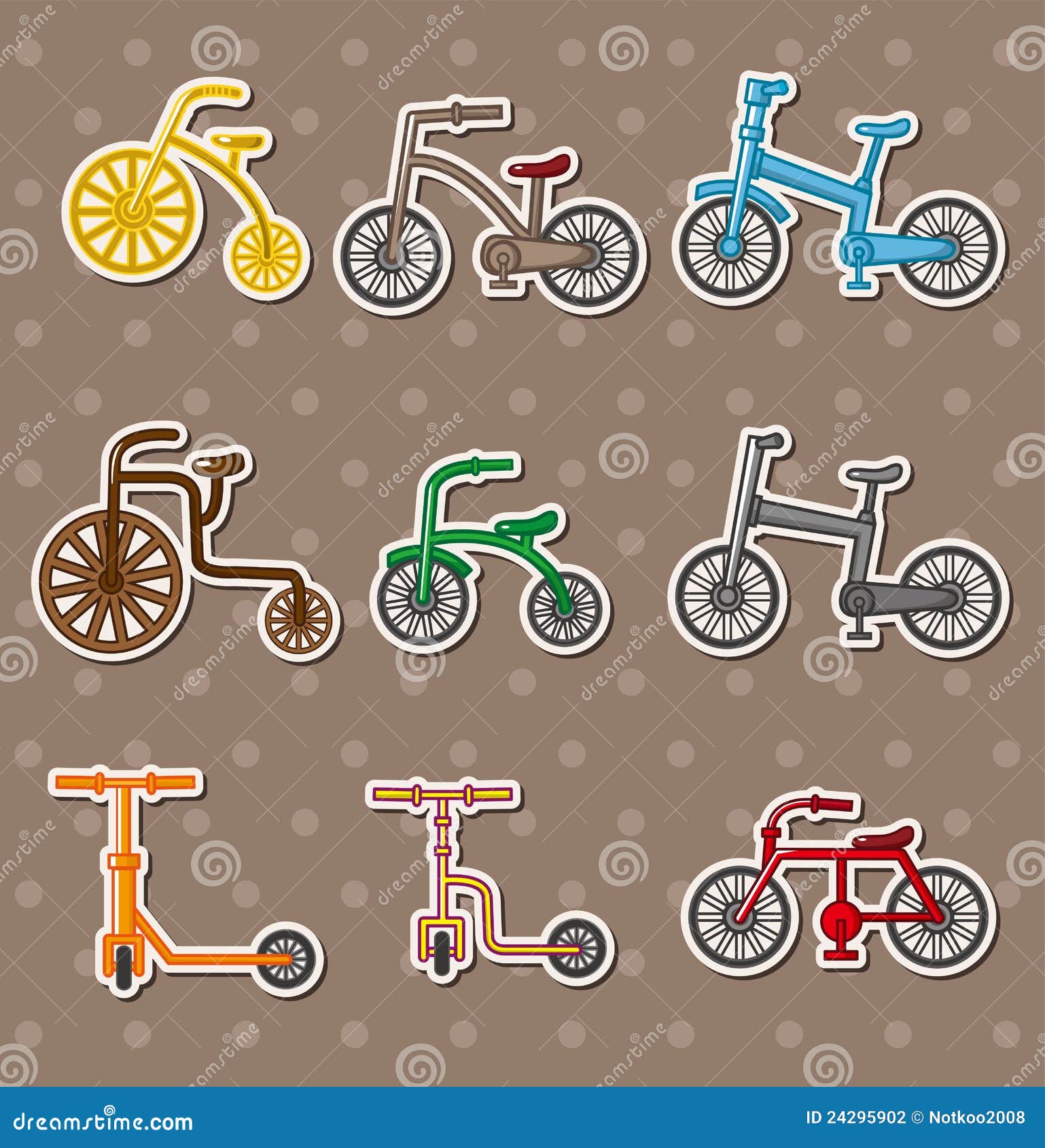 Cartoon Bicycle stickers stock vector. Illustration of iron 24295902