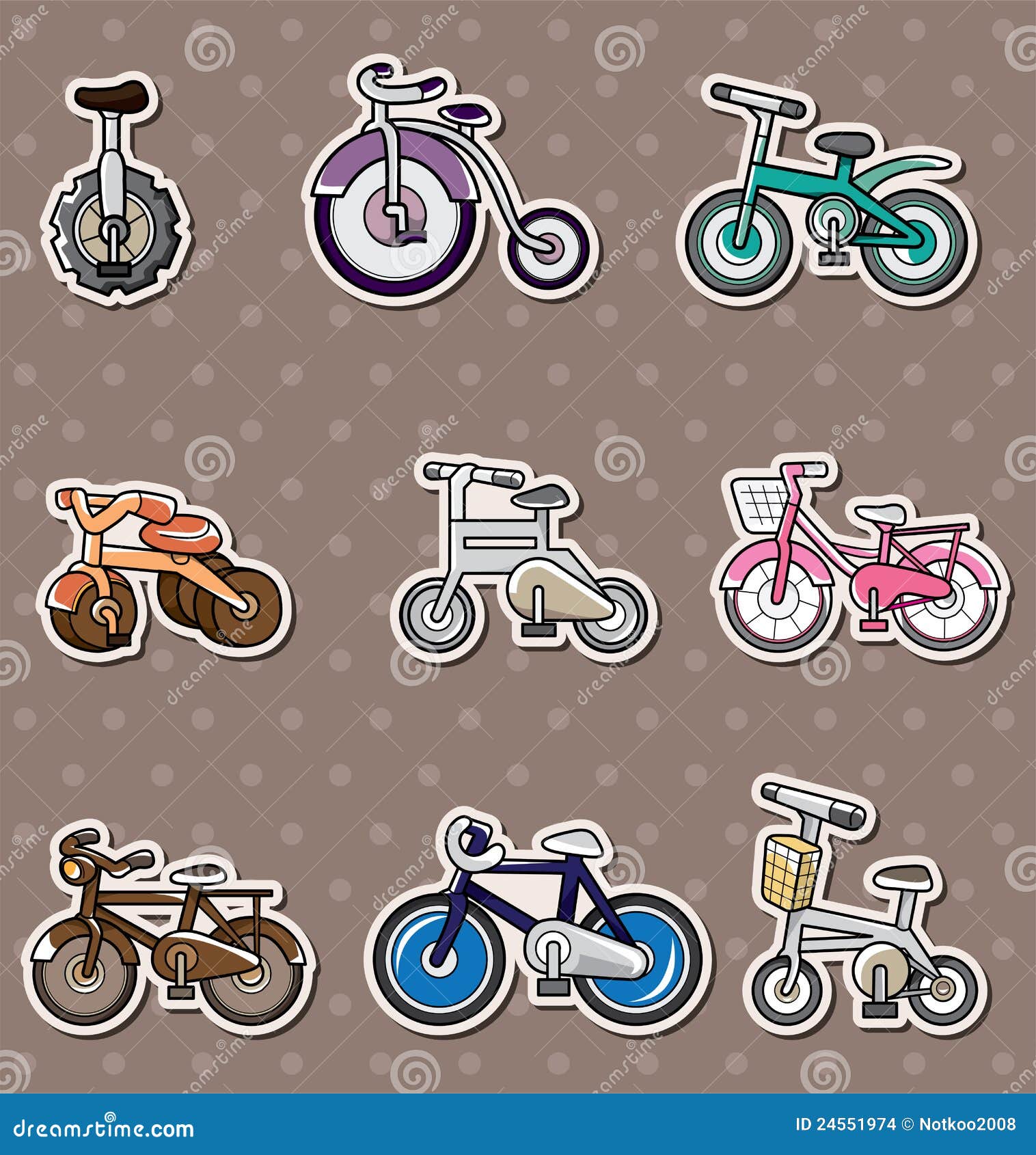 Cartoon Bicycle stickers stock vector. Illustration of artistic 24551974