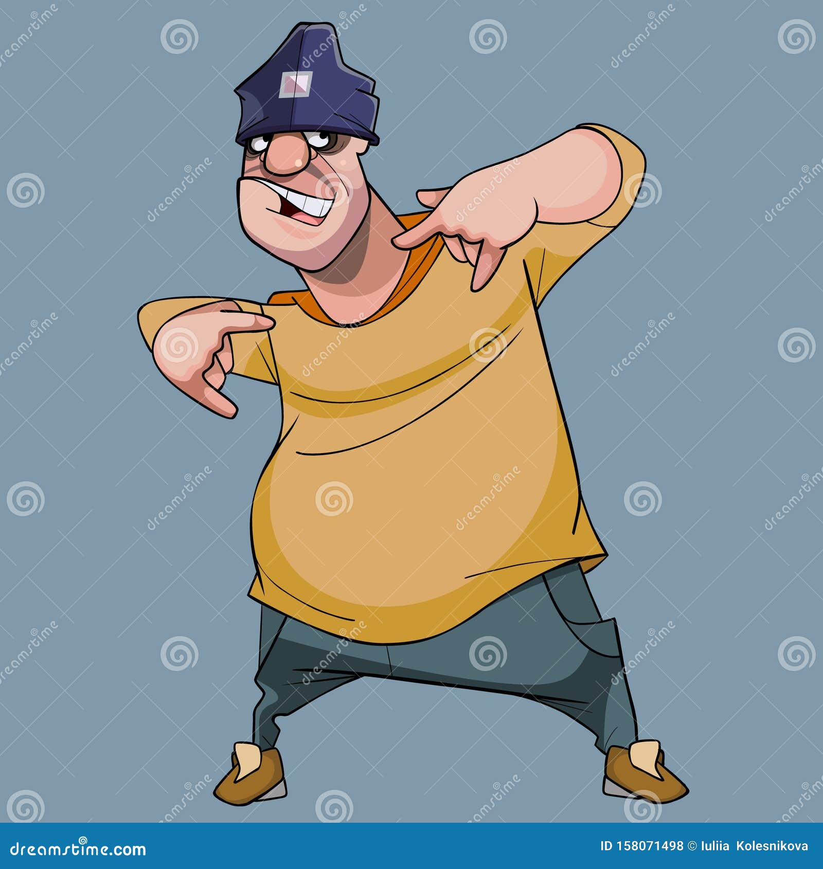 Cartoon Big Guy Funny Portrays Tough Dude Stock Vector - Illustration of  arms, determined: 158071498