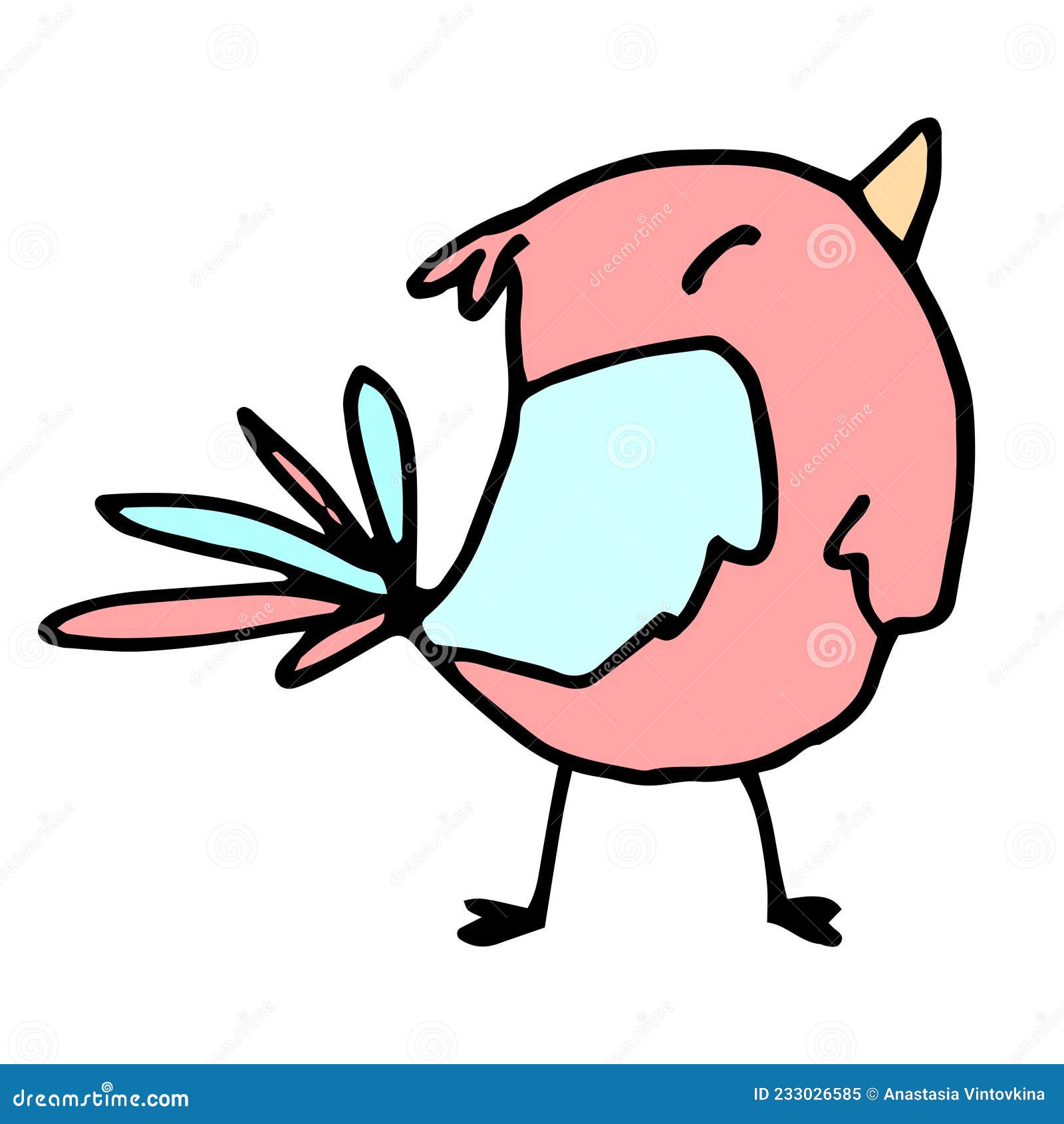 Cartoon Bird. Funny Little Bird, Pink with a Blue Wing Painted in the Style of Doodles, Side View on a White Background Stock Vector - Illustration of blue, book: 233026585 Cartoon Bird. Funny Little Bird, Pink with a Blue Wing Painted in the Style of Doodles, Side View on a White Background Stock Vector - Illustration of blue, book: 233026585