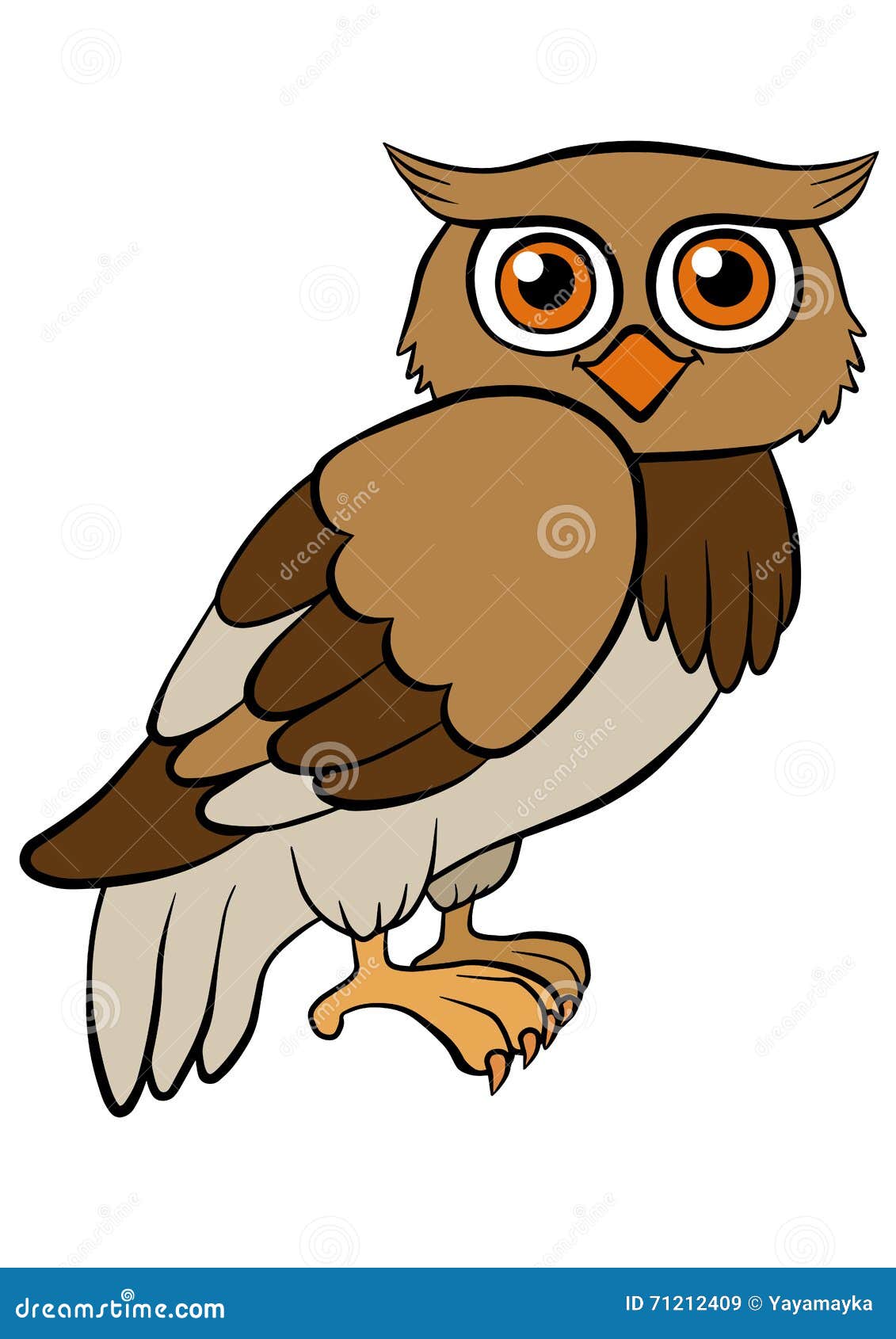 Cartoon Birds for Kids. Little Cute Owl. Stock Vector ...