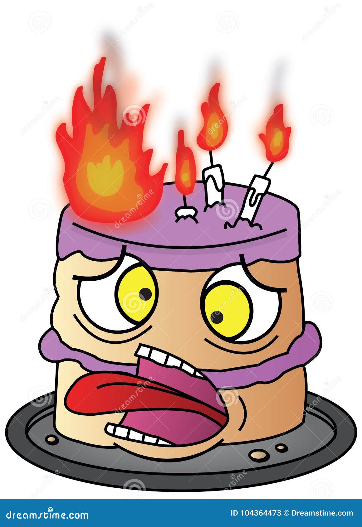 Cartoon Birthday Cake on Fire Stock Illustration - Illustration of cream, burn: 104364473