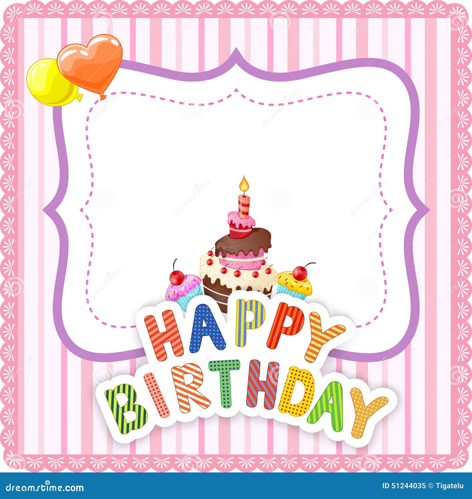 Cartoon Birthday card stock vector. Illustration of event - 51244035