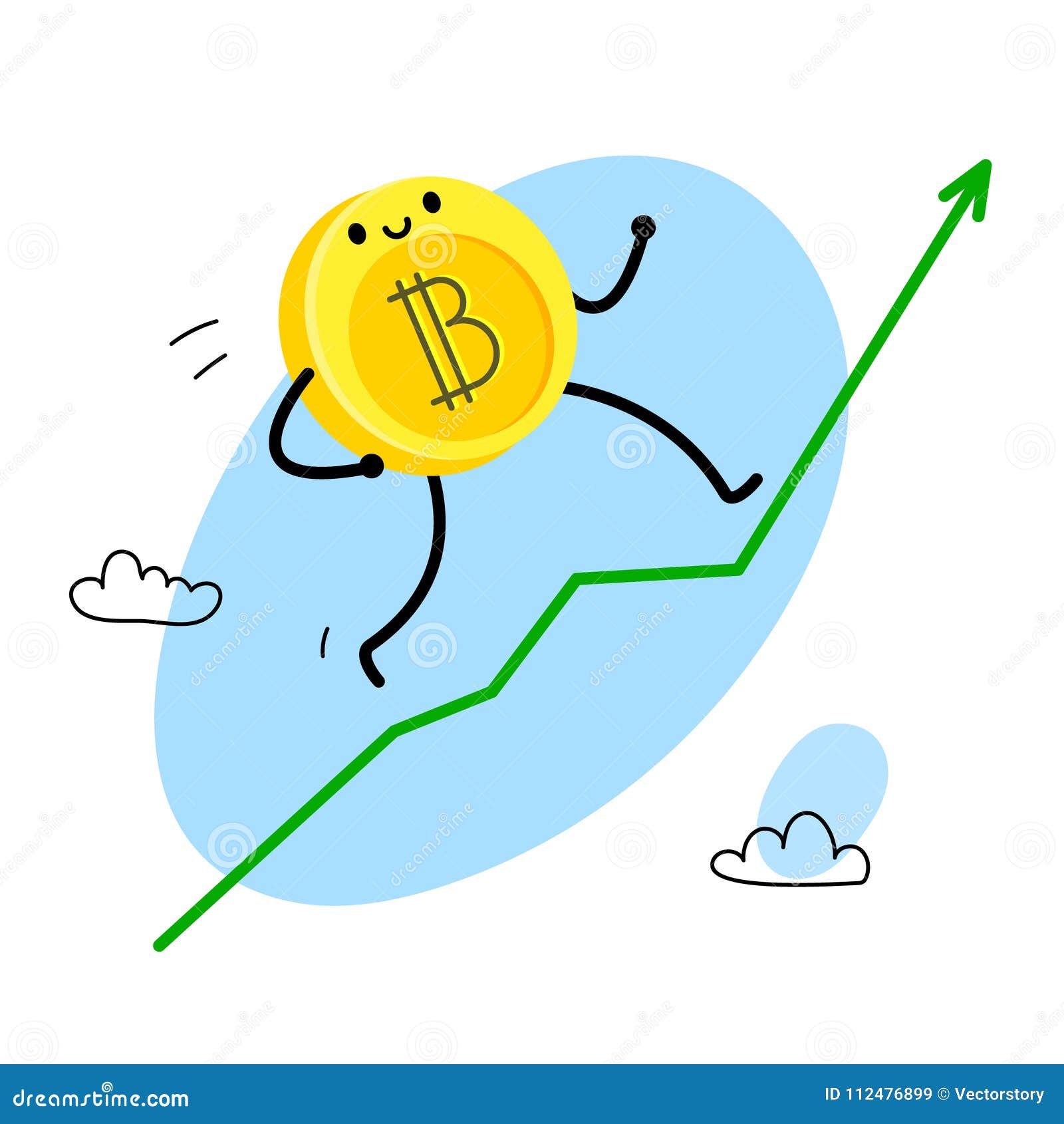 Cartoon bitcoin character. stock vector. Illustration of digital