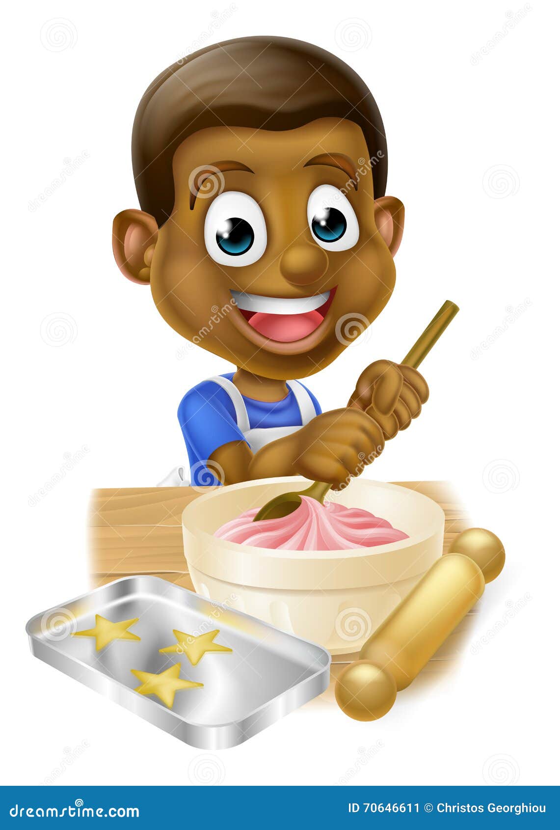 Cartoon Black Boy Baking Cakes Stock Vector - Illustration of child, cook:  70646611